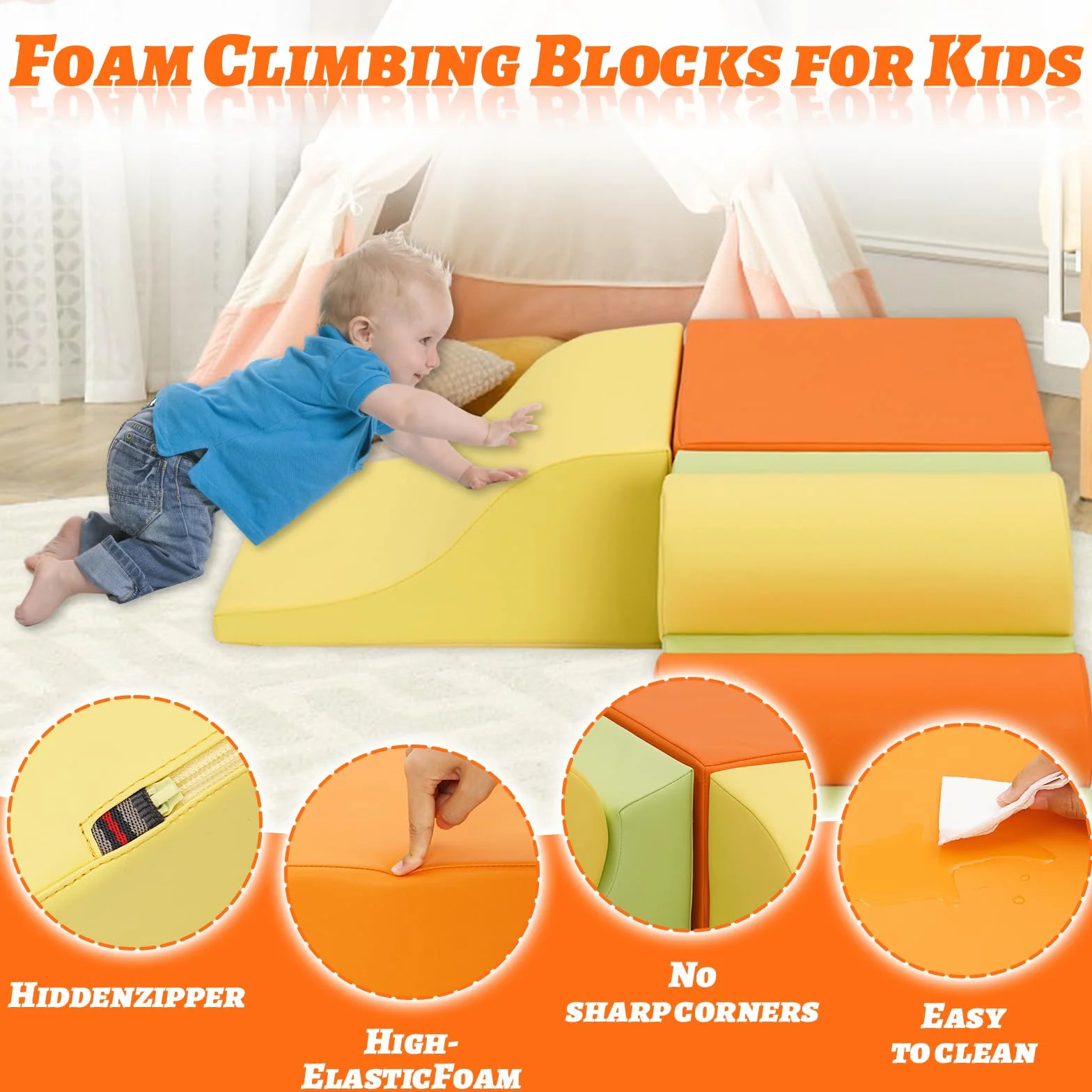 Tapis d'escalade enfant éponge blocs construction mousse jouets Montessori Soft Play cube motricité 1 an
