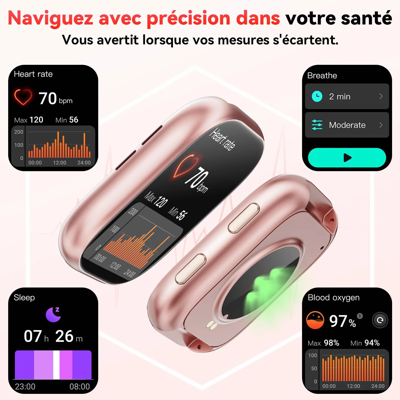 Mingtawn Montre Connectée 1.83" HD Smartwatch IP68 Etanche Fréquence Cardiaque SpO2 Fitness Tracker iOS Android