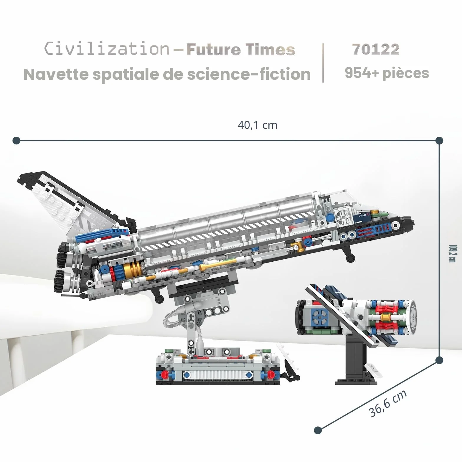 JMBricklayer Jeu de construction de navette spatiale pour adultes modèle avec support réglable 70122