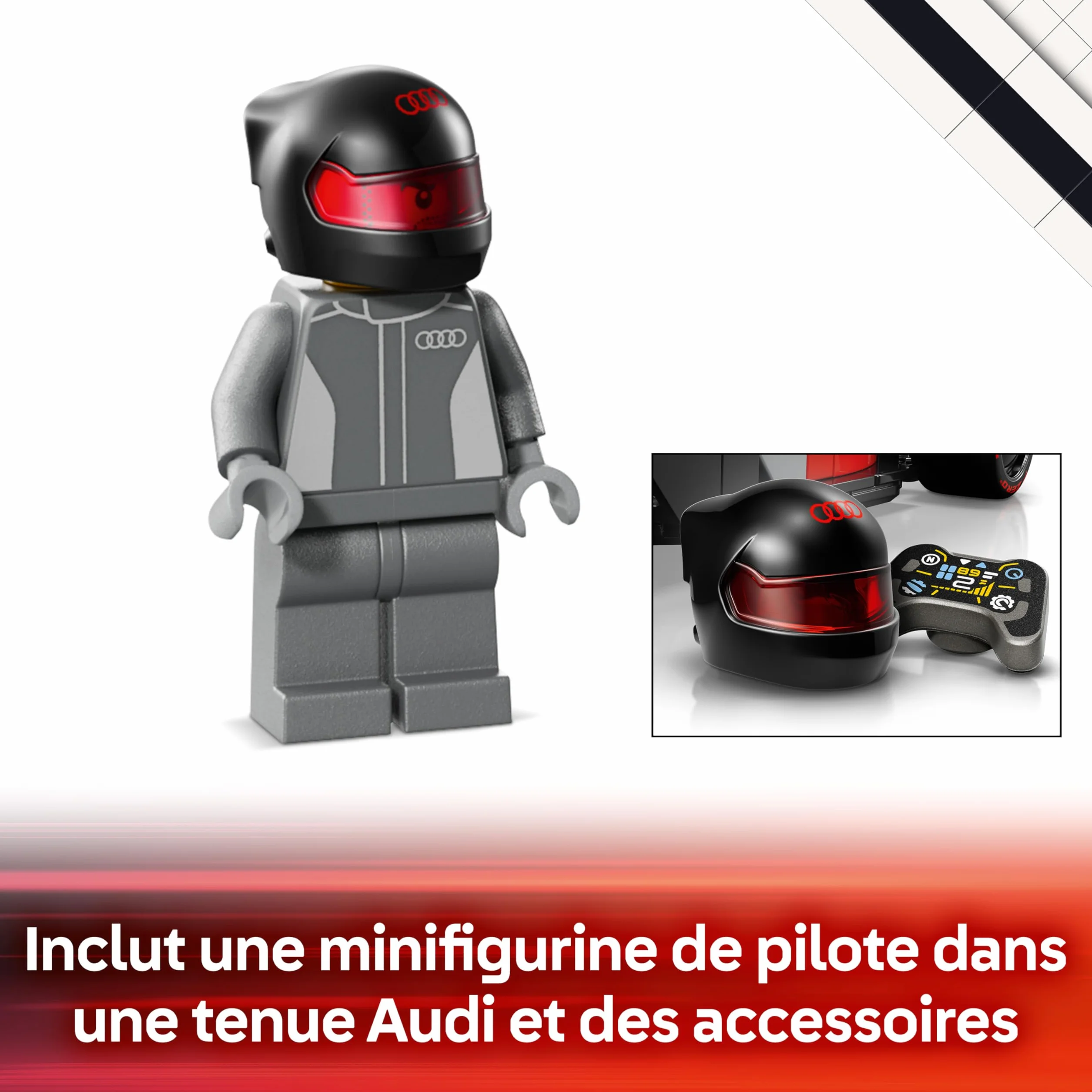 LEGO Speed Champions Audi Revolut F1 Team R26 Voiture de Course 77259 Jouet Maquette Minifigurine Pilote