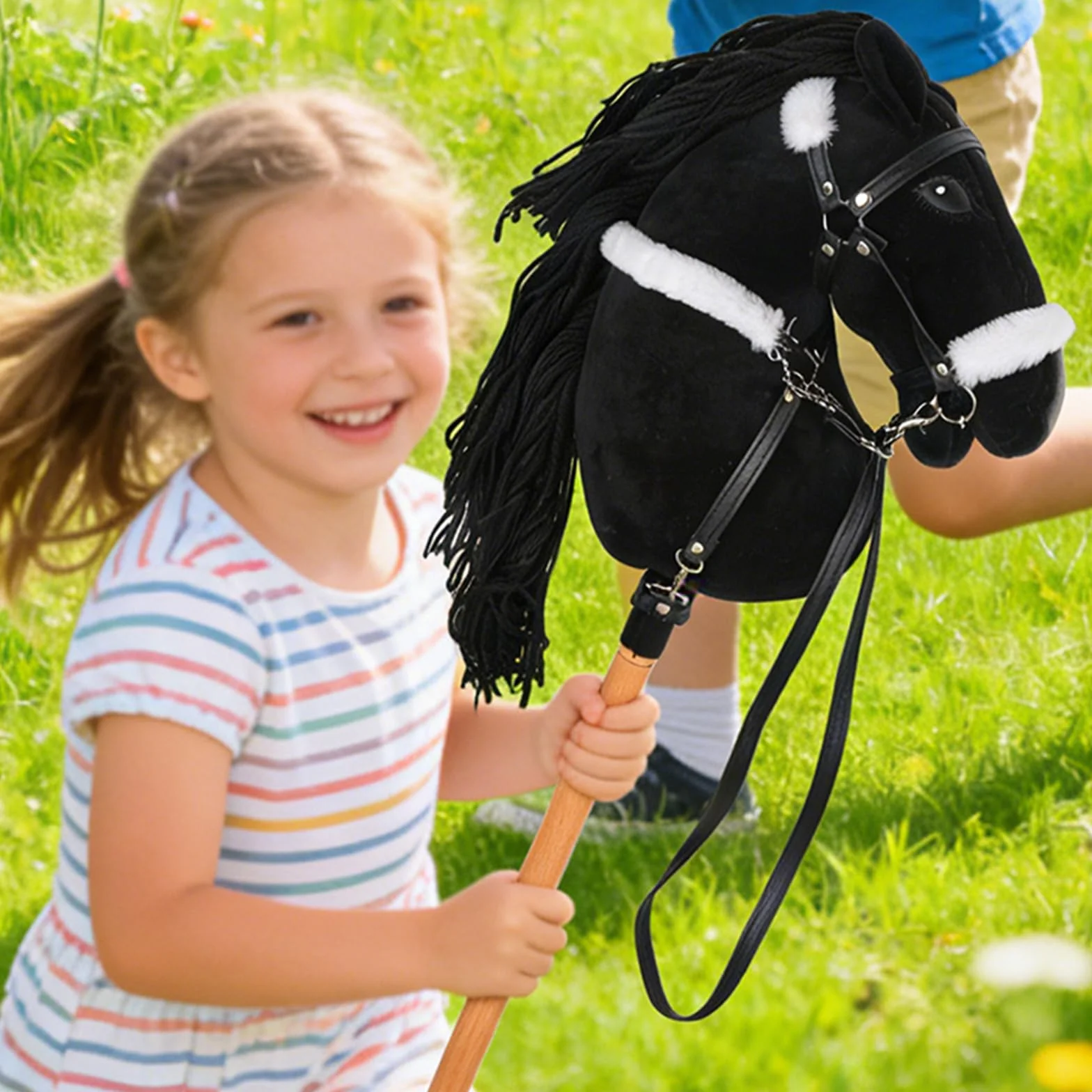 Peluche tête de cheval en bois pour enfants jeu de rôle