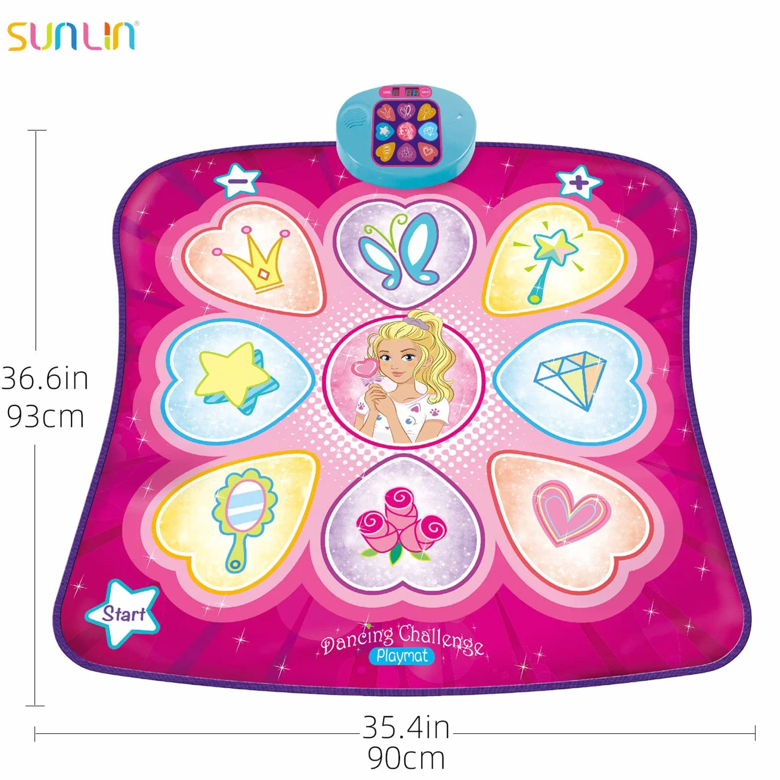 Tapis de Danse avec Lumières LED pour Enfants Filles - Jeu de Danse Cadeau, Volume réglable, Musique intégrée, 3 Niveaux de Défi (3-12 Ans)
