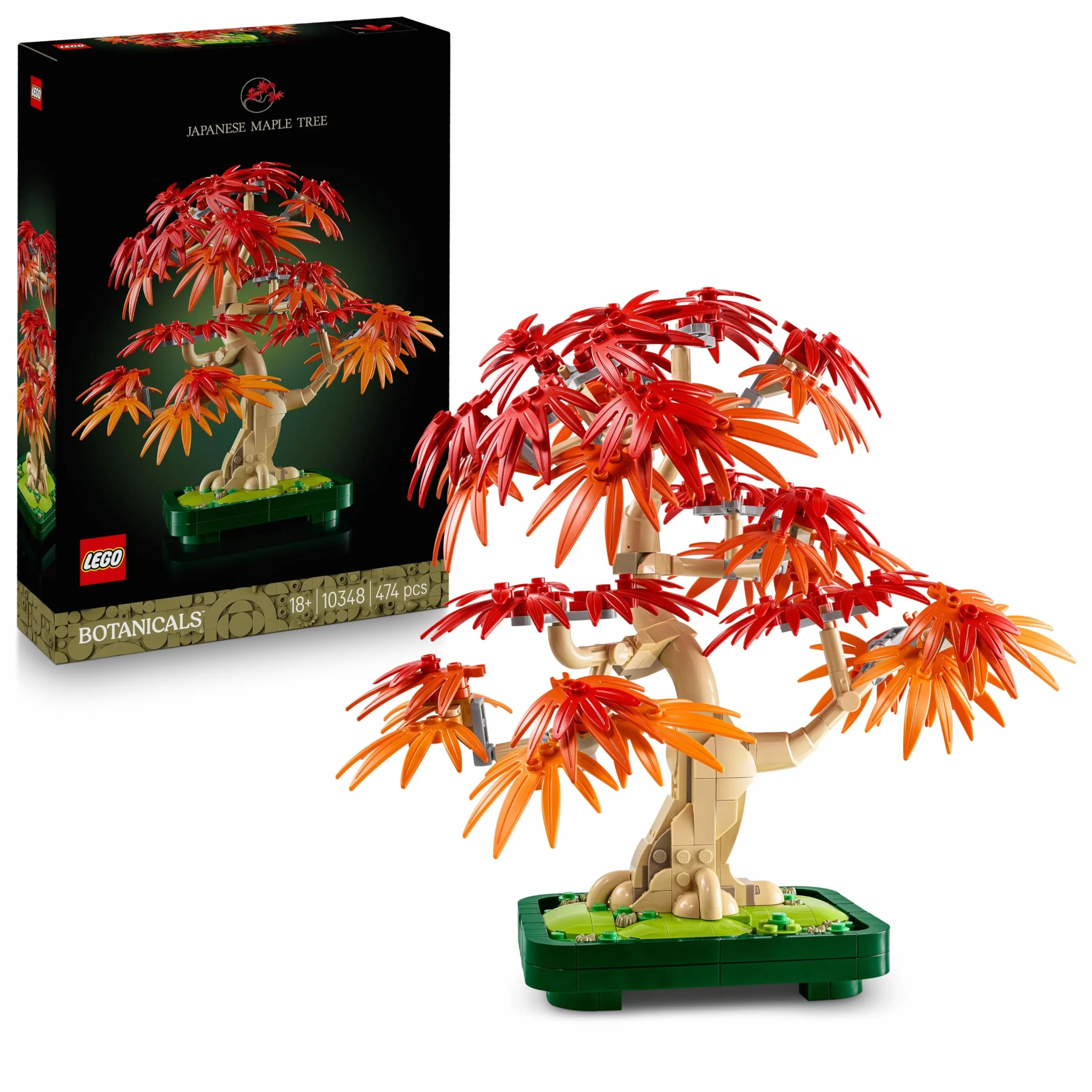 LEGO Botanicals Bonsaï d’Érable Rouge du Japon 10348 - Kit de Construction Adulte - Plante Artificielle avec Feuilles Rouges et Oranges - Pot Constructible