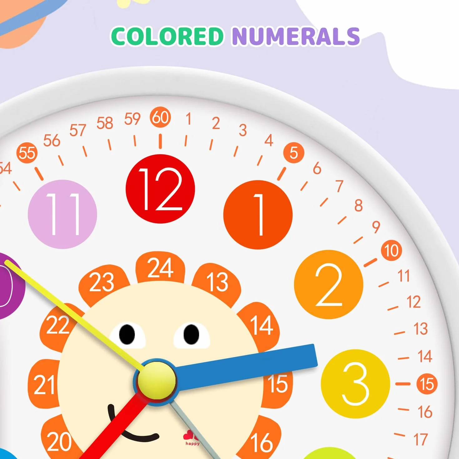 Réveil Enfant Silencieux sans Tic-Tac Analogique pour Apprentissage Horloge Éducative Garçons Filles Facile à Lire Cadeau Noël Anniversaire