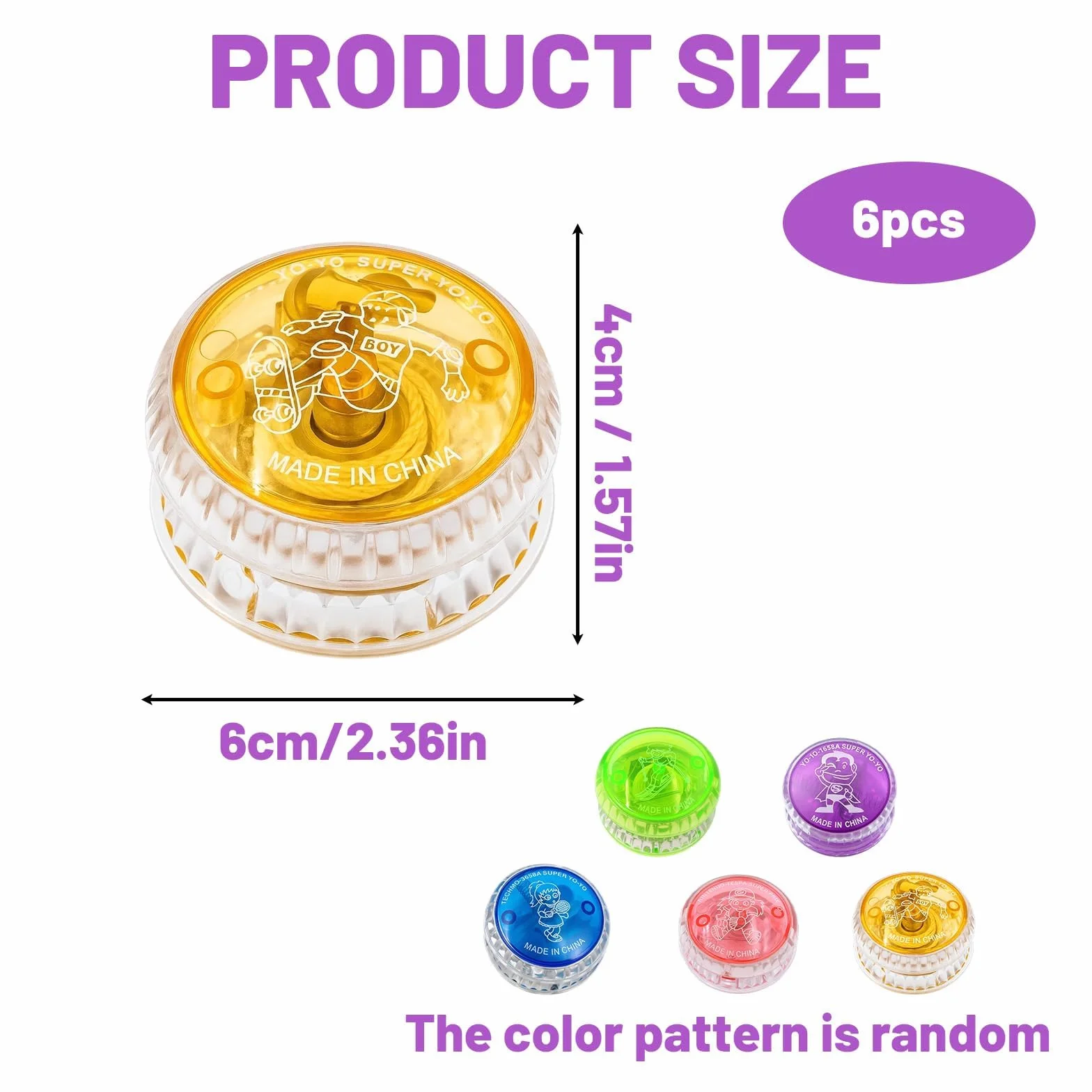 Yoyo Professionnel 6Pcs Design Ergonomique avec Corde Solide