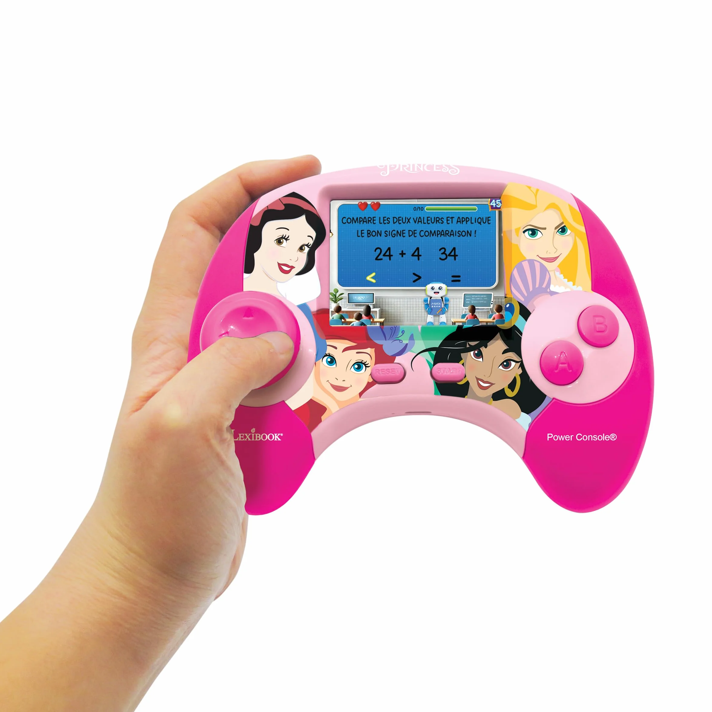 Lexibook Disney Princesses Power Console Console de Jeux éducative bilingue Français/Anglais 100 activités JCG100DPi1