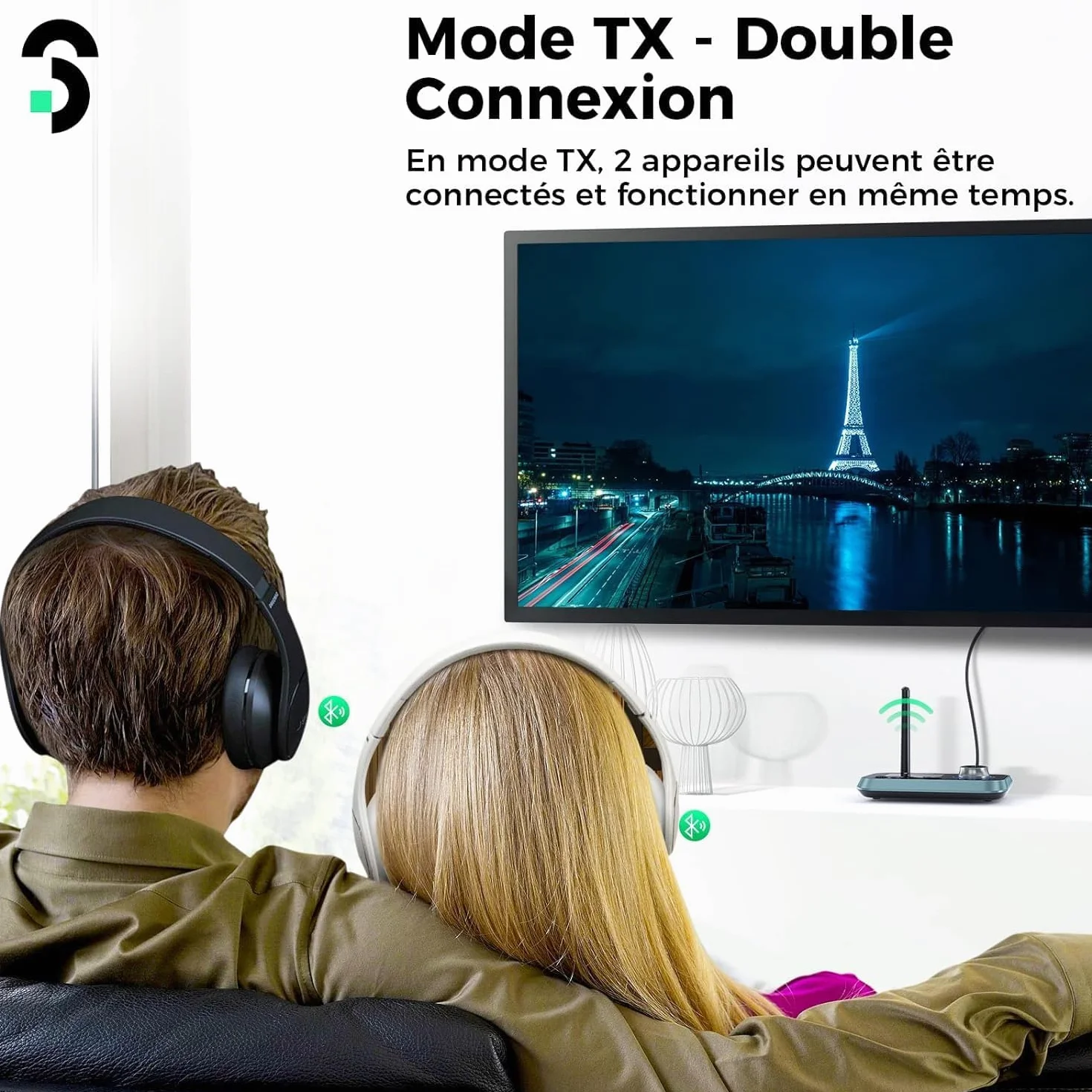 SOOMFON Émetteur Récepteur Bluetooth 5.0 avec Écran LCD, Adaptateur Audio 3 en 1 AUX/RCA/Jack 3.5mm/Optique