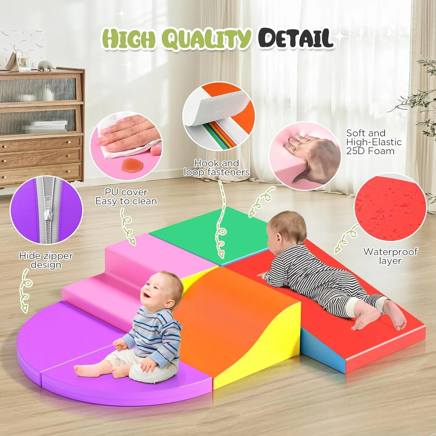 Blocs de construction en mousse pour enfants, lot de 6, non toxiques, sans odeur, housse antidérapante, escalade d'intérieur