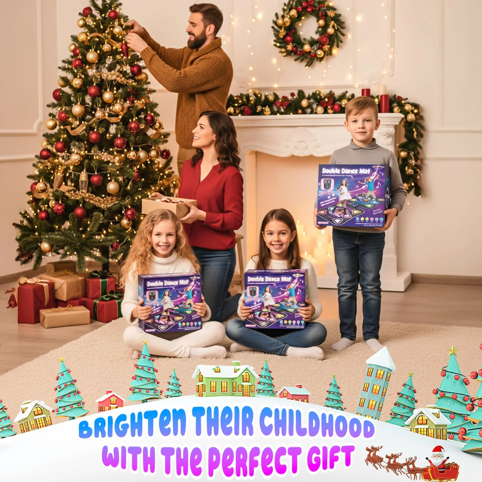 Tapis de Danse pour Enfants 2 Joueurs, Tapis de Danse Lumineux 12 Boutons Bluetooth, Cadeau Anniversaire Noël Filles Garçons 3-12 Ans