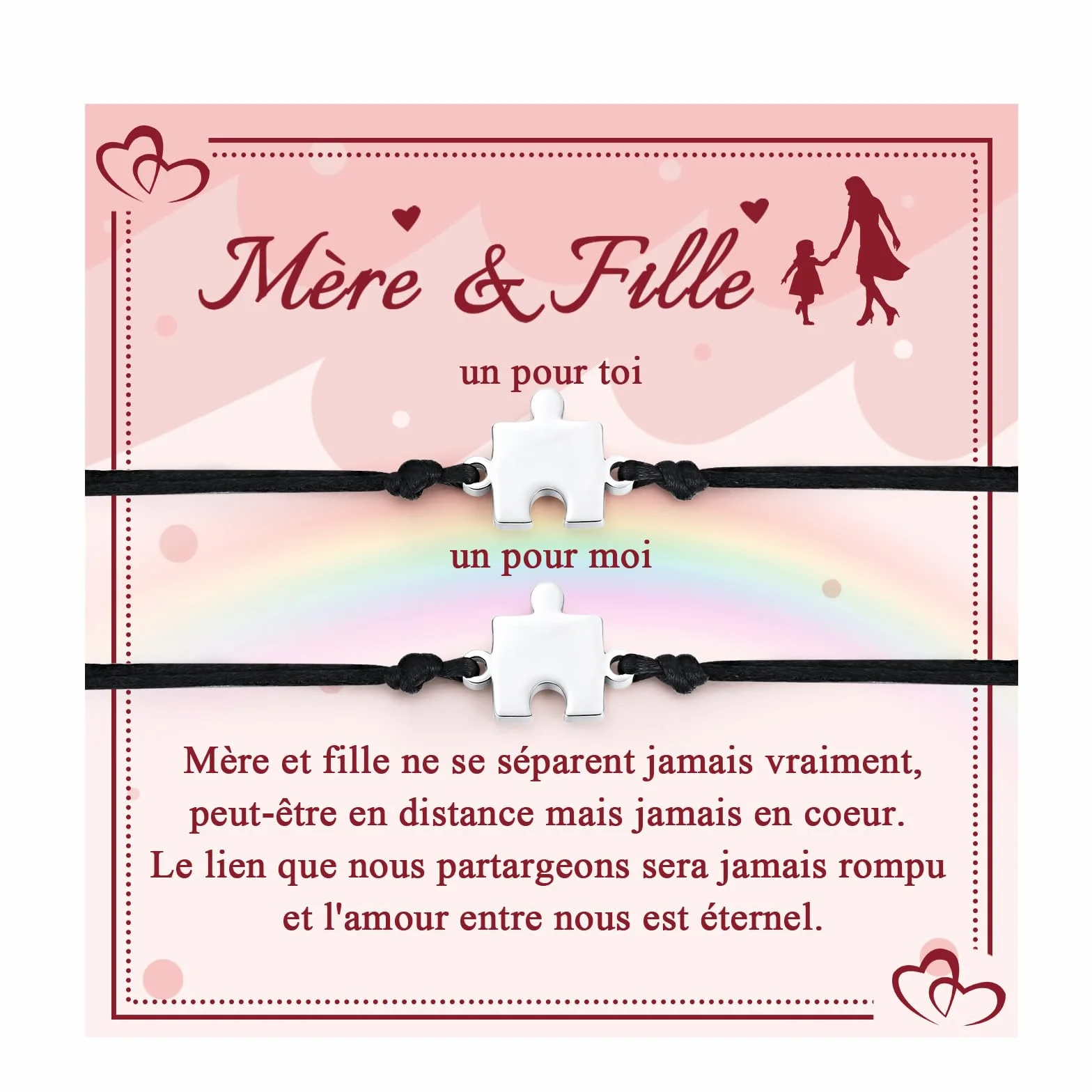 Bracelet Mere Fille 2 Pièces Puzzles Assortis Mère Fille Bracelet Réglable Cadeau