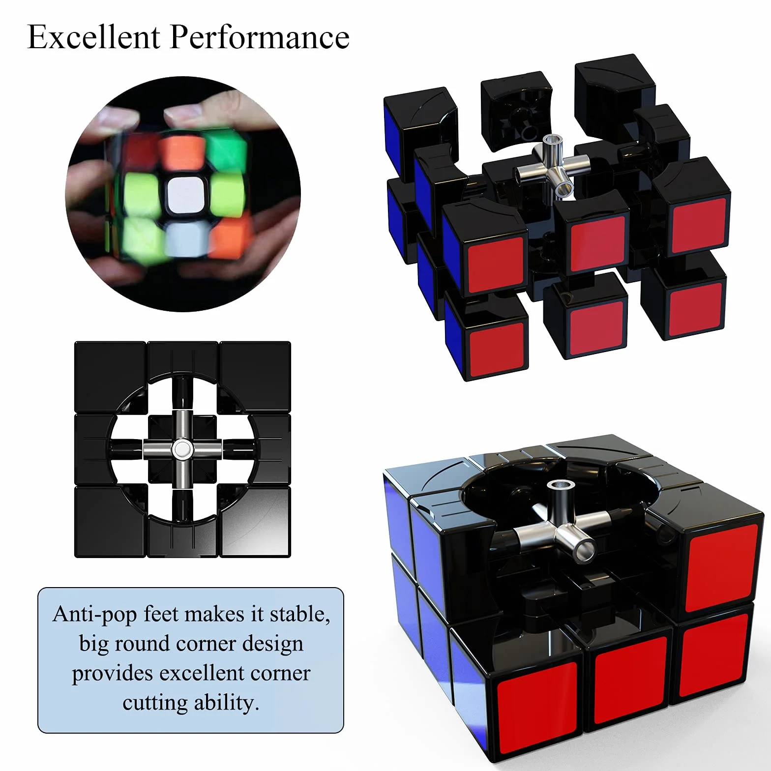 ROXENDA Cube de Vitesse 3x3 Qixing Speed Cube Sticker Super-Durable Couleurs Vives