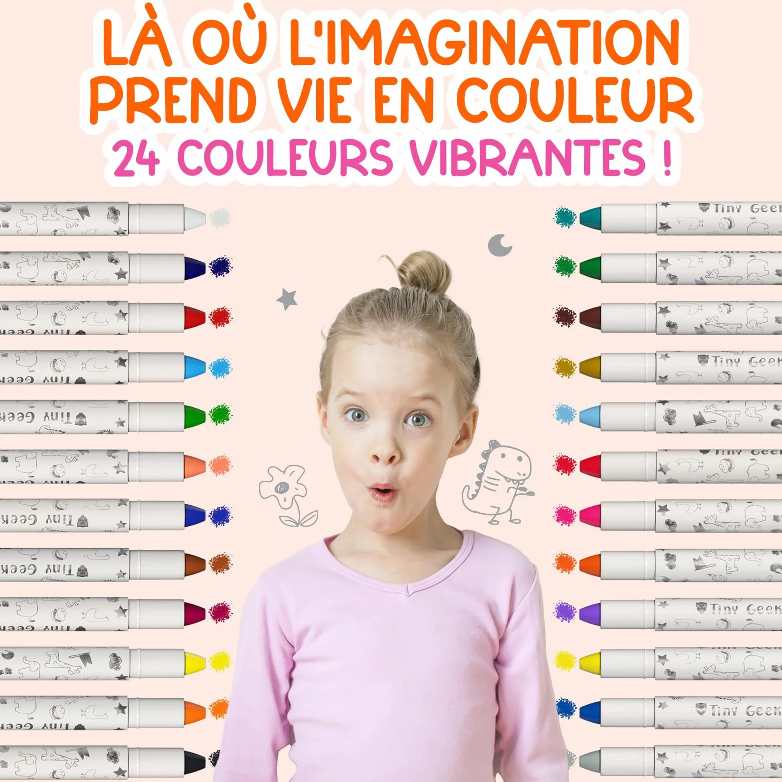 TinyGeeks Crayons Twistables Non Toxiques Lavables pour Enfants 1-8 Ans