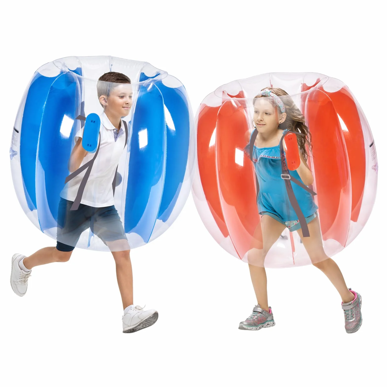 VEVOR Bulle Gonflable 0,9 m Diamètre 2PCs, Balle Pare-Chocs PVC 0,3 mm pour Enfants Adolescents, Jeux Plein Air Rouge Bleu