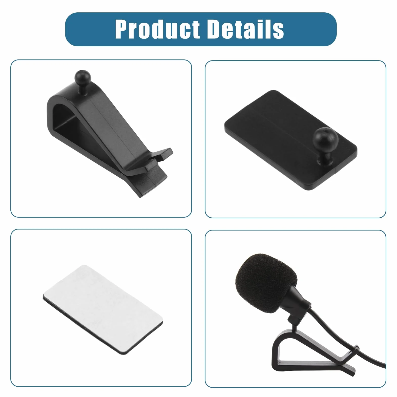 Microphone Externe 3,5 mm avec Pince en U et Câble 3 m pour Autoradio Appels Mains Libres