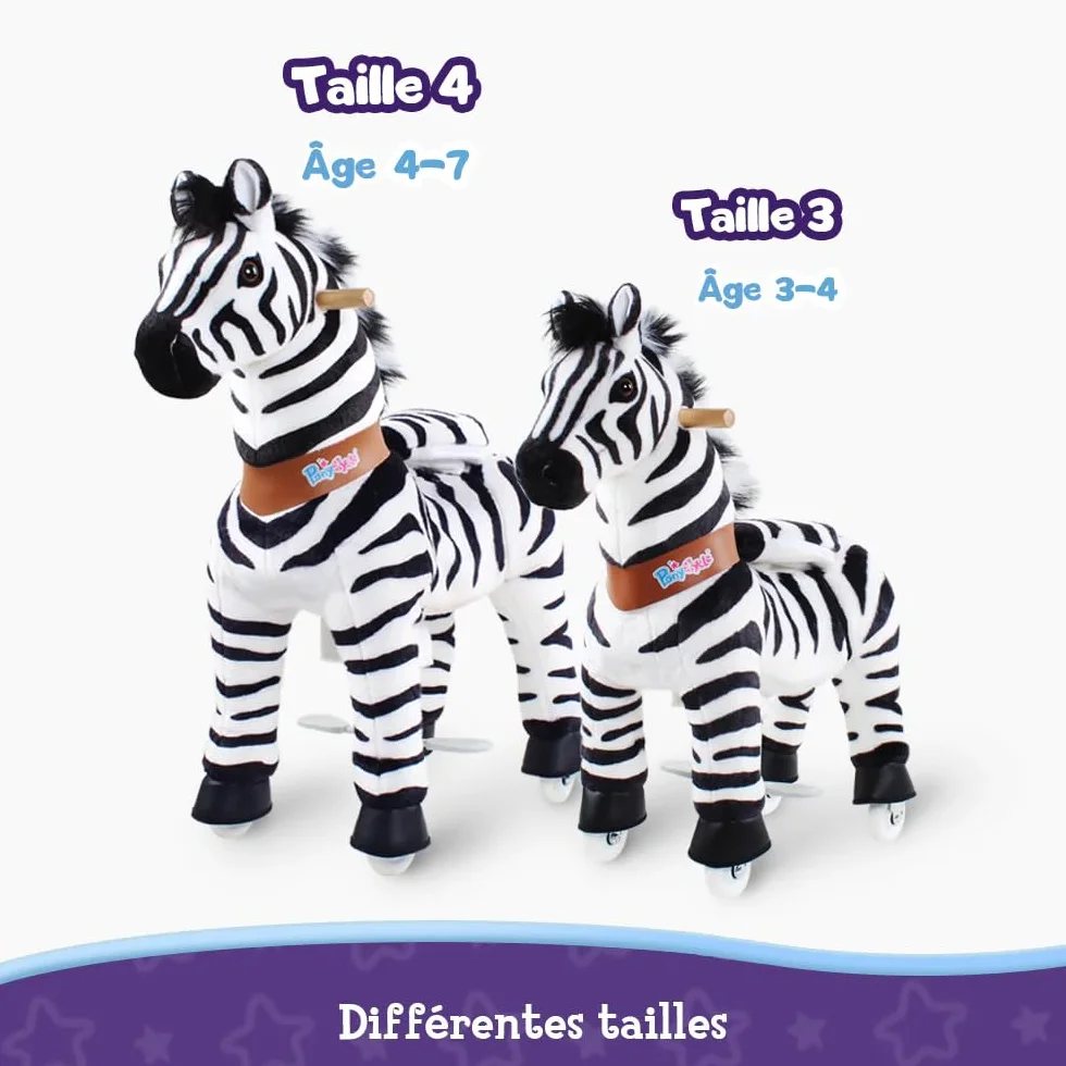 PonyCycle Authentic Monter sur Le Zèbre Jouet pour Tout-Petits 90 cm Hauteur Taille 4 4-7 Ans