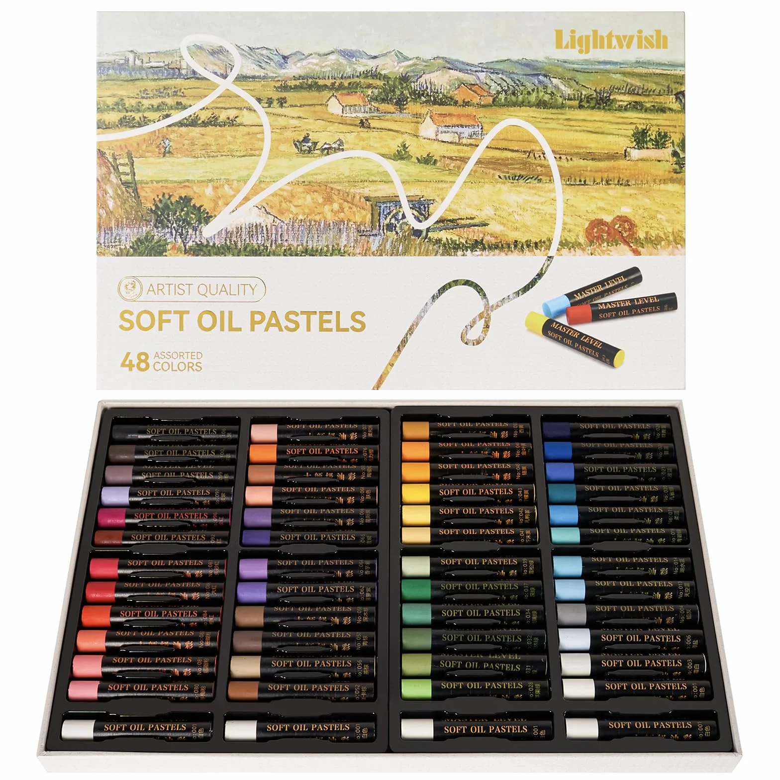 LIGHTWISH Pastels à l'huile professionnels 52 couleurs set artistes pigmentés