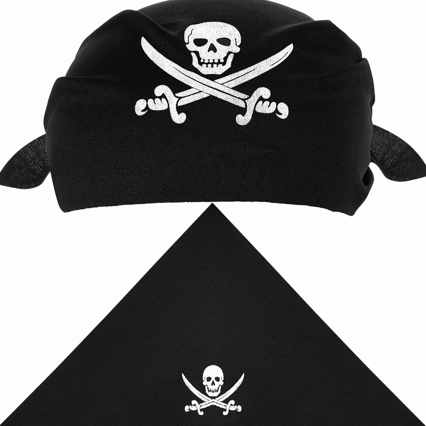 Blulu 12 Pièces Bandana de Pirate Noir pour Fête à Thème de Pirate Halloween Enfants