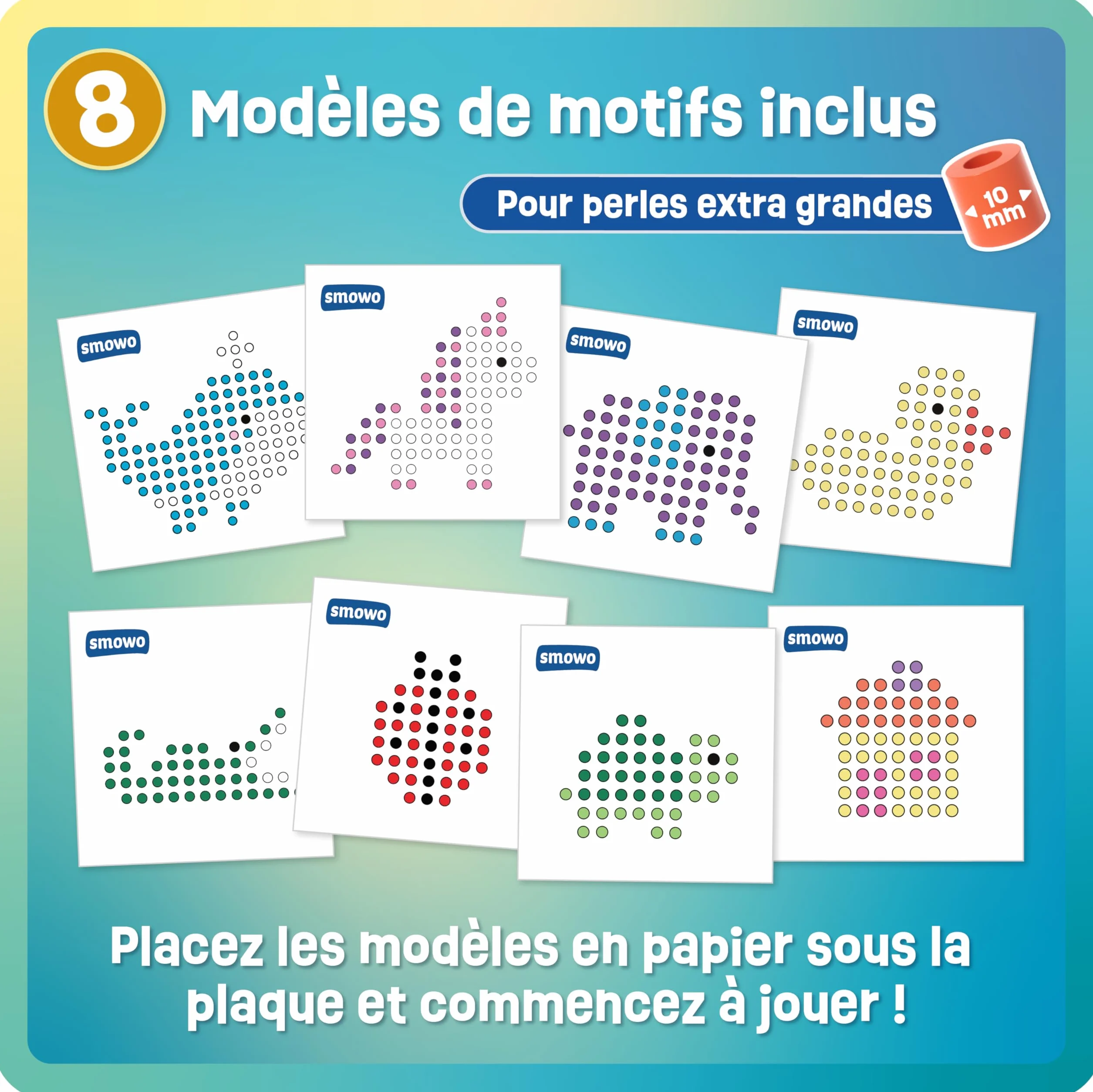 Smowo Plaques de Perles à Repasser 10 mm Lot de 4 Modèles Formes Enfants 3 Ans