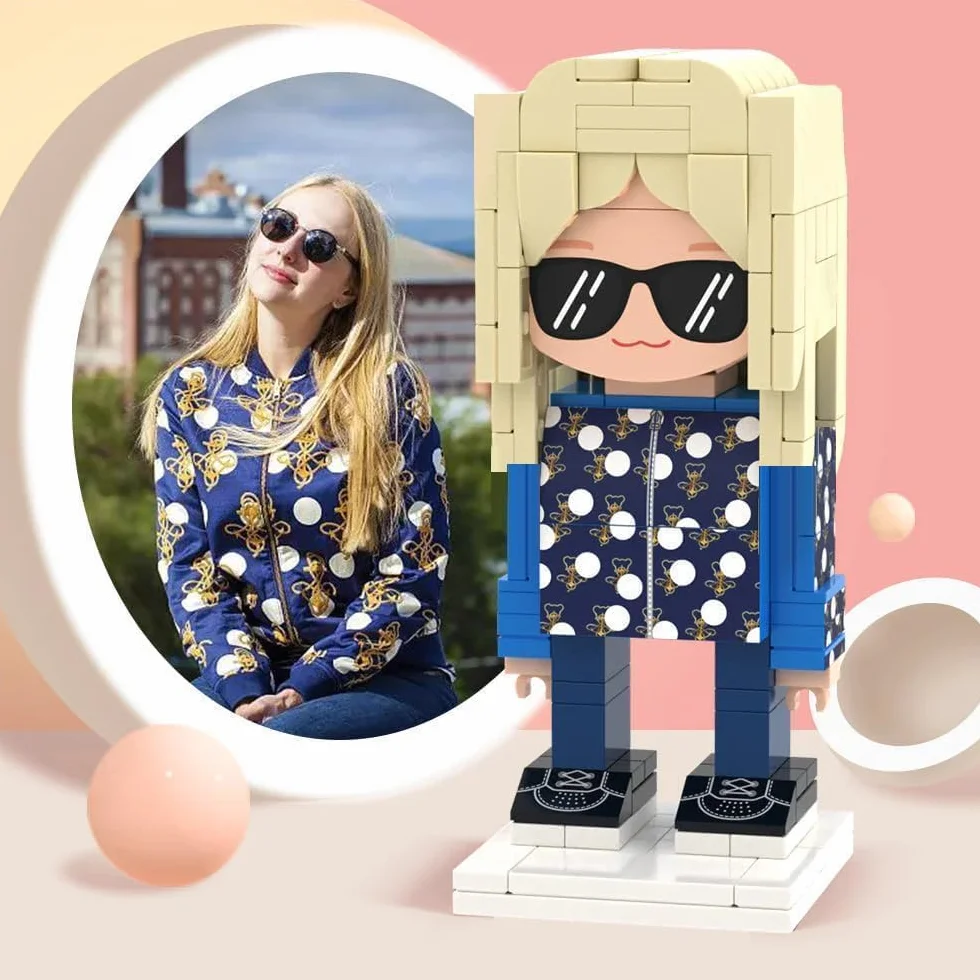 Figurines en Brique Personnalisées Version Mignonne Corps Complet 1 Personne Ensemble de Blocs de Construction Cadeaux pour Noël Saint-Valentin