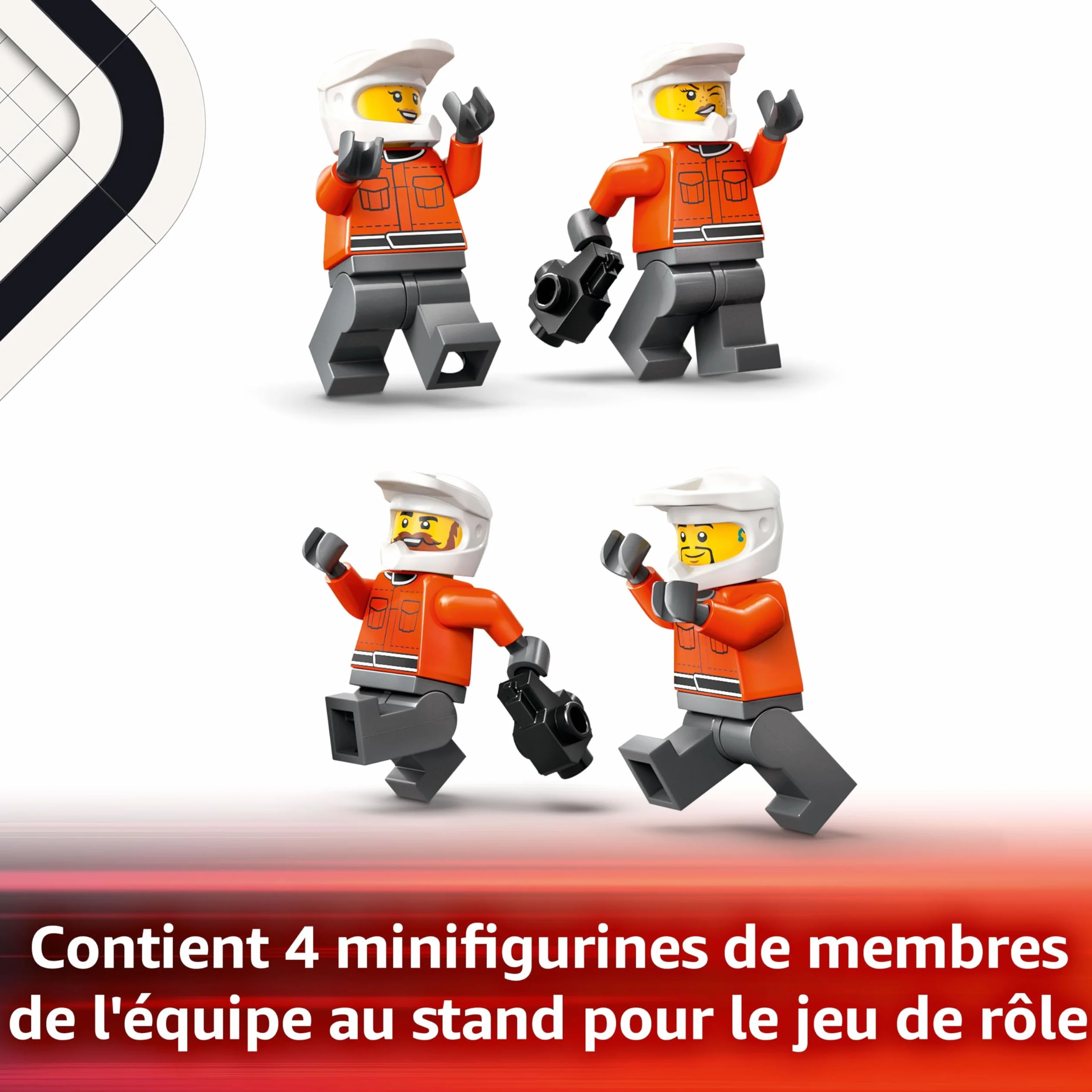 LEGO City Arrêt au Stand de F1 avec Voiture Ferrari - Jeu de Construction Formule 1 Pit Stop, Minifigurine Pilote & 4 Mécaniciens 60443