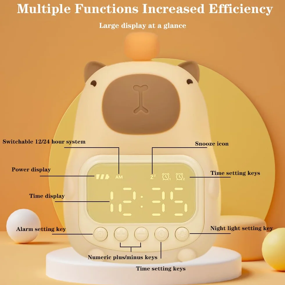 Capybara Veilleuse Réveil de Chevet Silicone Rechargeable Enfants