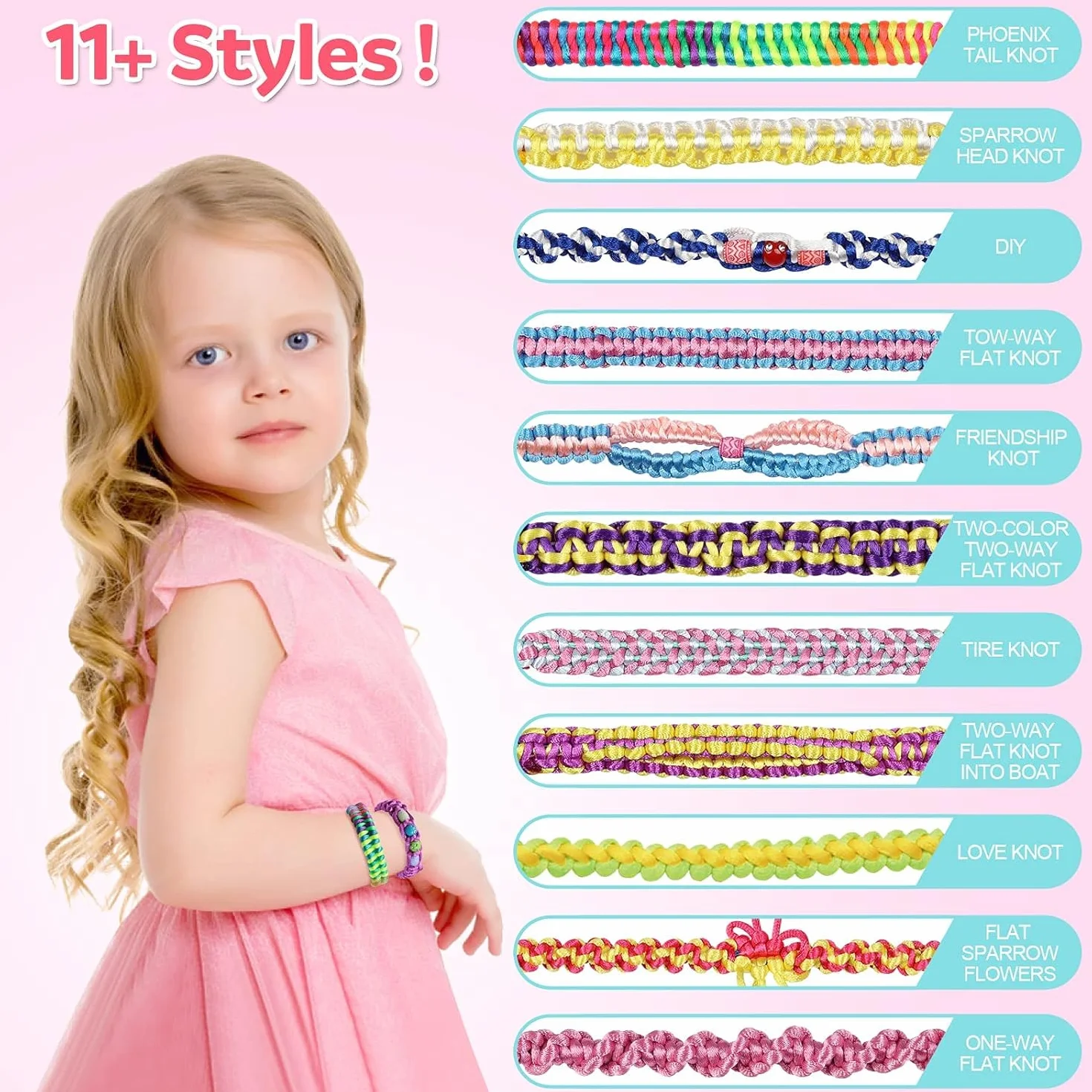 Kit Bracelet Brésilien pour Enfants 8-12 Ans, Fabrication de Bracelets d'Amitié Filles Cadeaux Noël Anniversaire