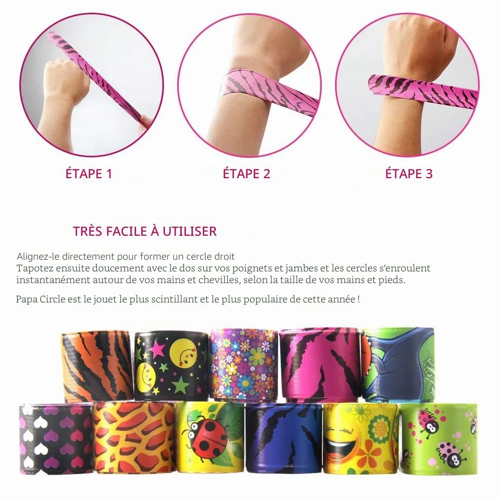 YiliYa Slap Bracelets 25 PCS Bracelets à Claquer pour Enfant Filles Garçons