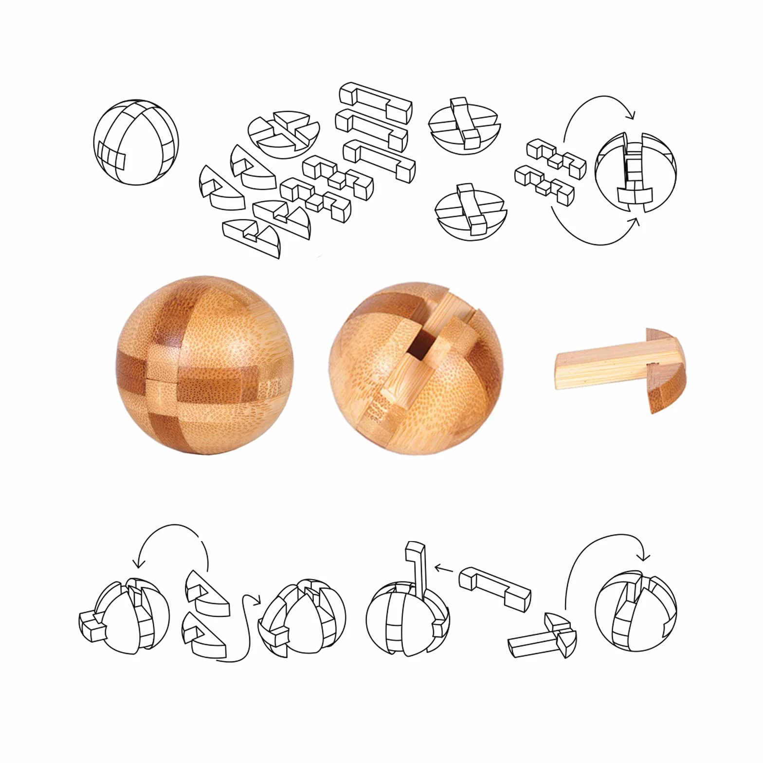 Jeux Casse Tête Bois 3D IQ Puzzle Mini Casse-tête en Bois 4.5cm Cadeau pour Adulte et Enfant