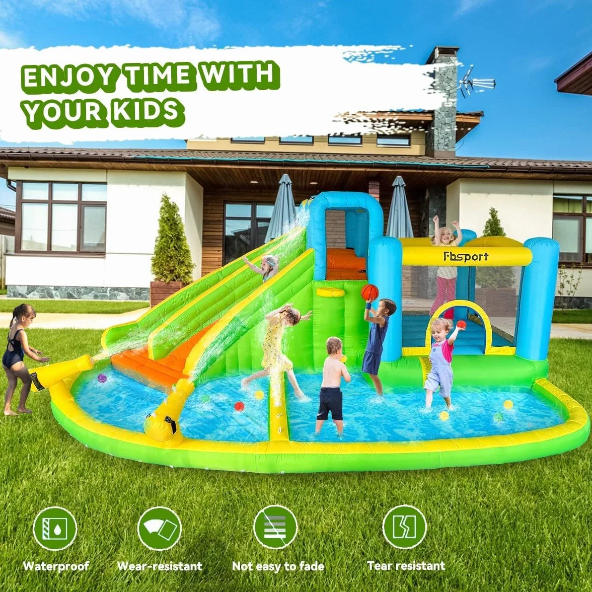 FBSPORT château Gonflable Enfant avec souffleur Aire de Jeux Gonflable Adulte Grand Piscine