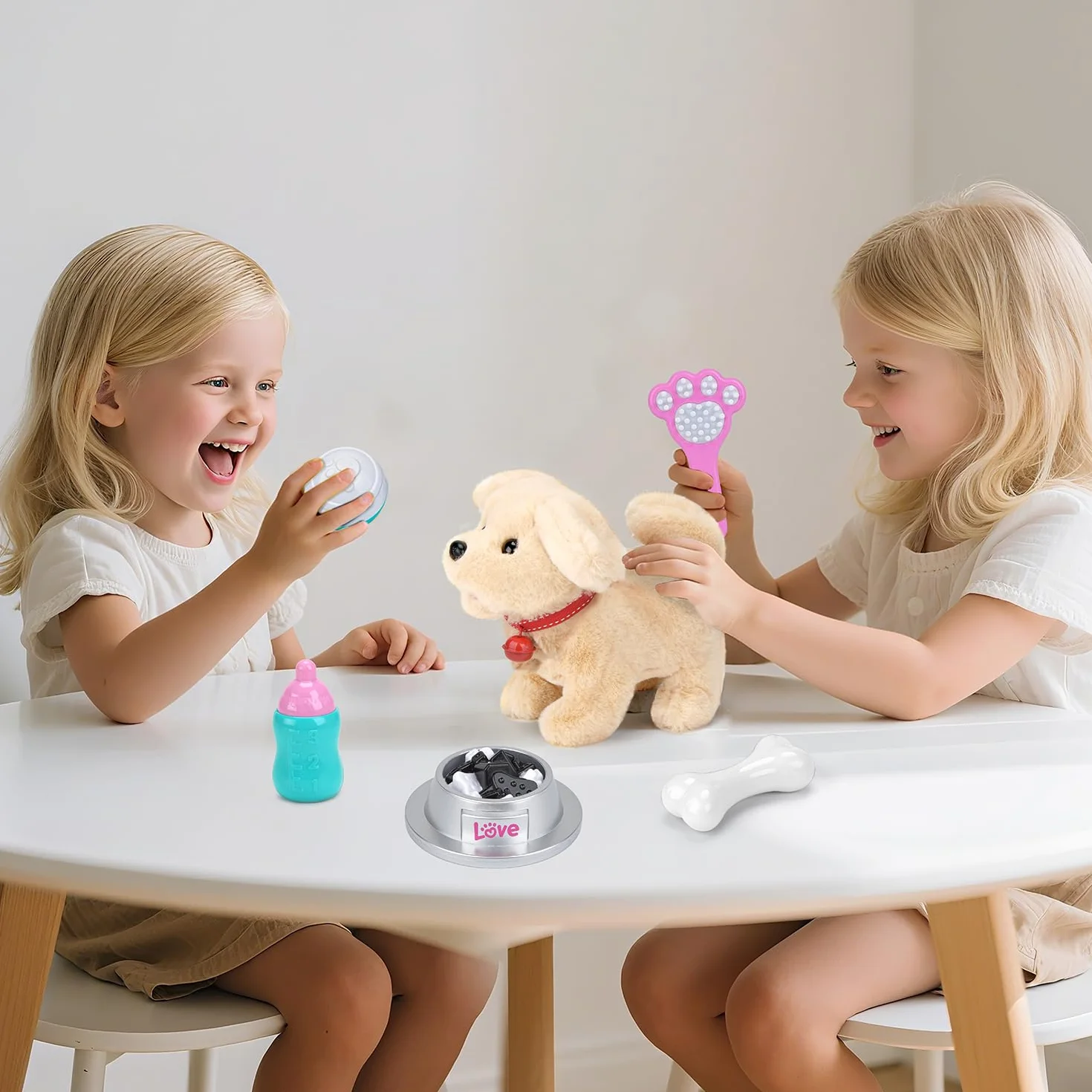 Peluche Chien Interactif qui Court et Aboie, Jouet Animaux Électronique en Laisse pour Enfants 3-7 Ans