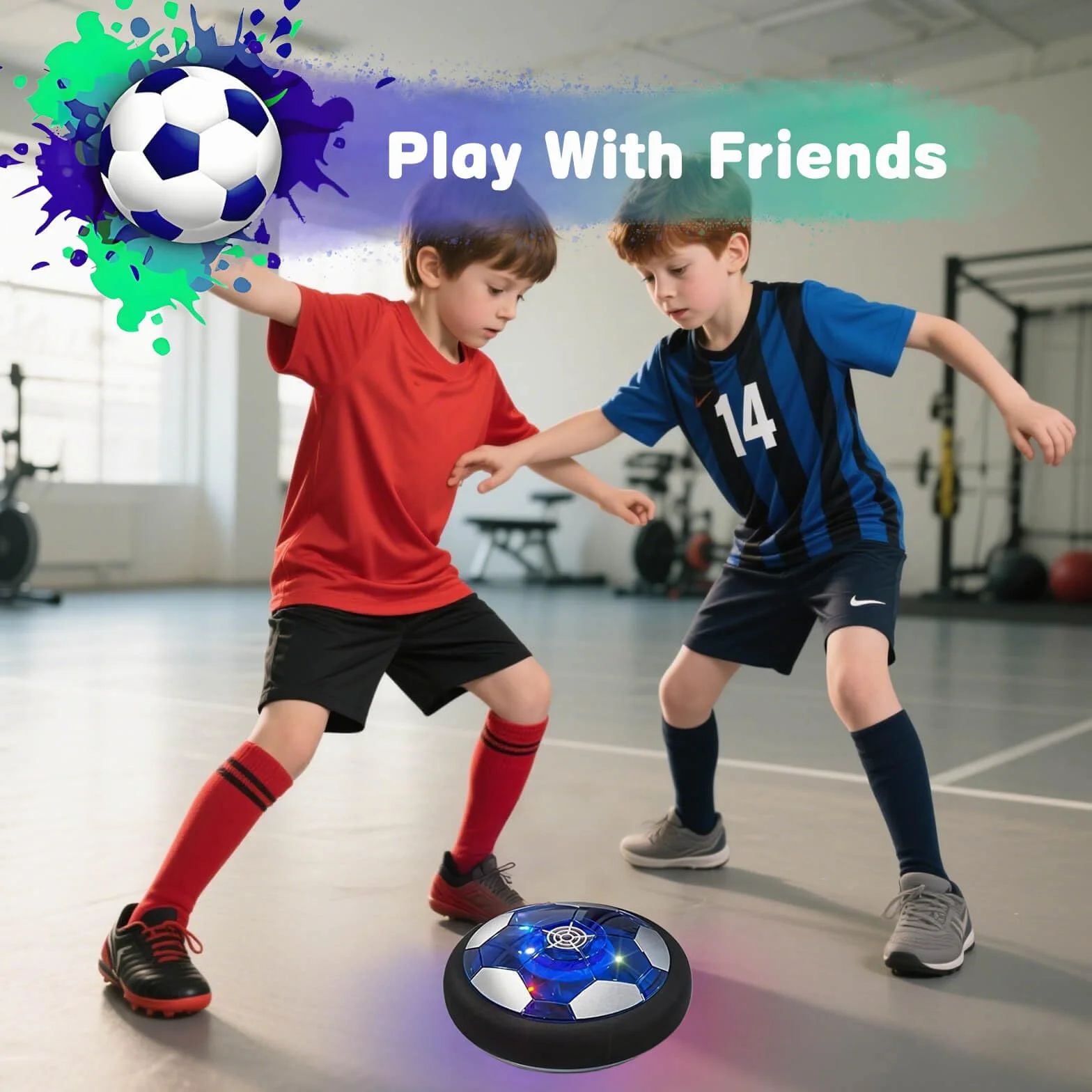 DxxD Air Power Football Rechargeable LED Lumière Hover Soccer Ball Jouet Garcon Enfant Cadeau Anniversaire 5-9 Ans