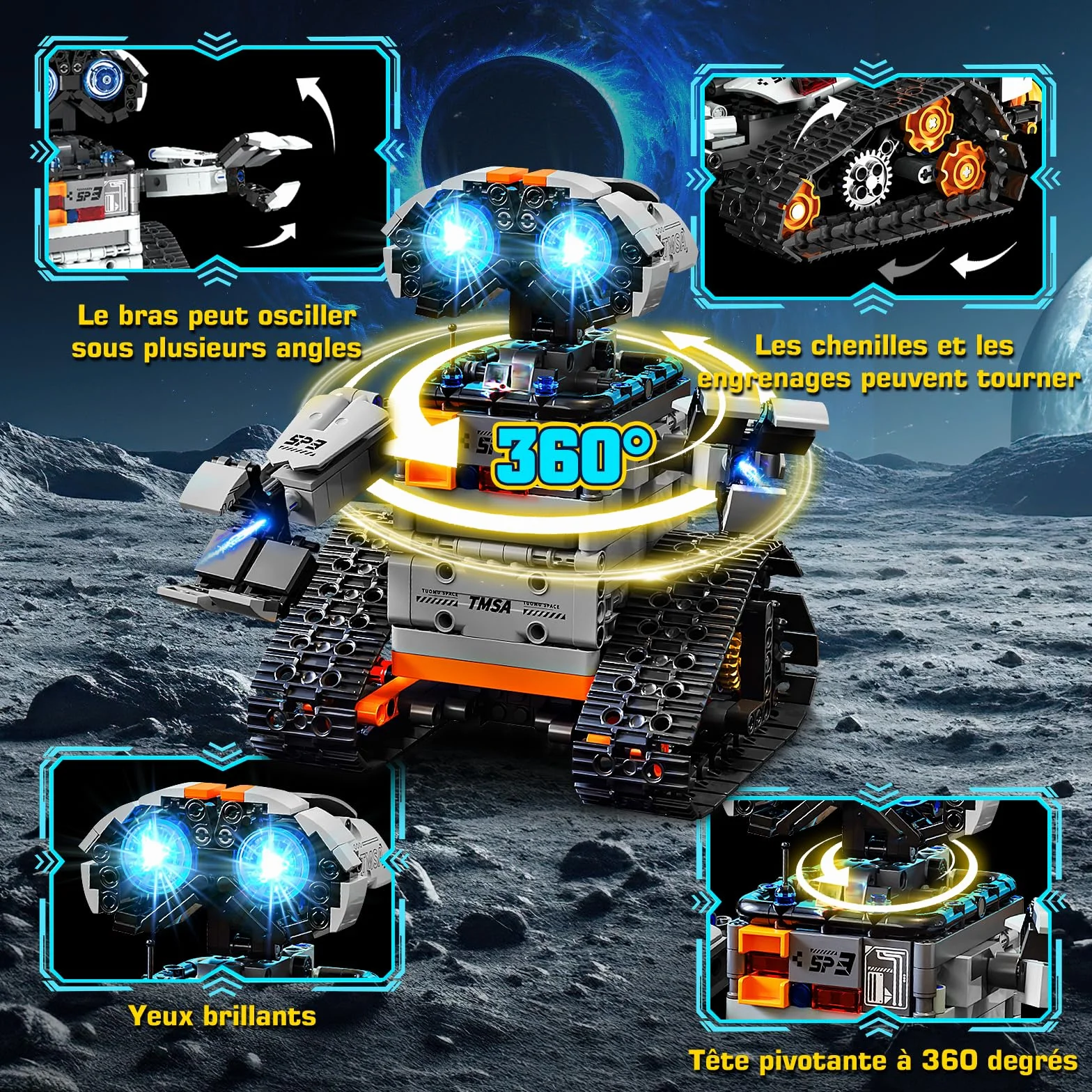 YOOHBERRYS Technic Robot Programmable 5-en-1 pour Enfants, Robotique avec Application et Télécommande, Cadeau Garçons 6-12 Ans (Gris)