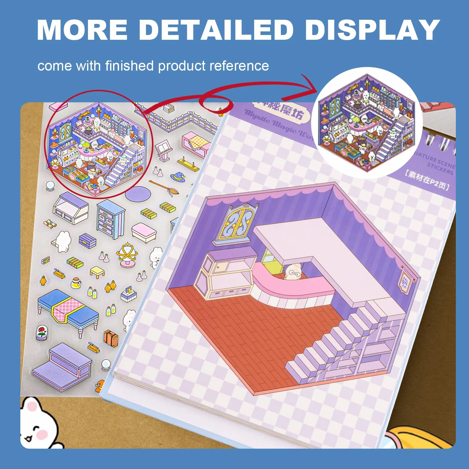 Lot de 20 autocollants 3D Scene Book, ensemble de bricolage avec pincettes
