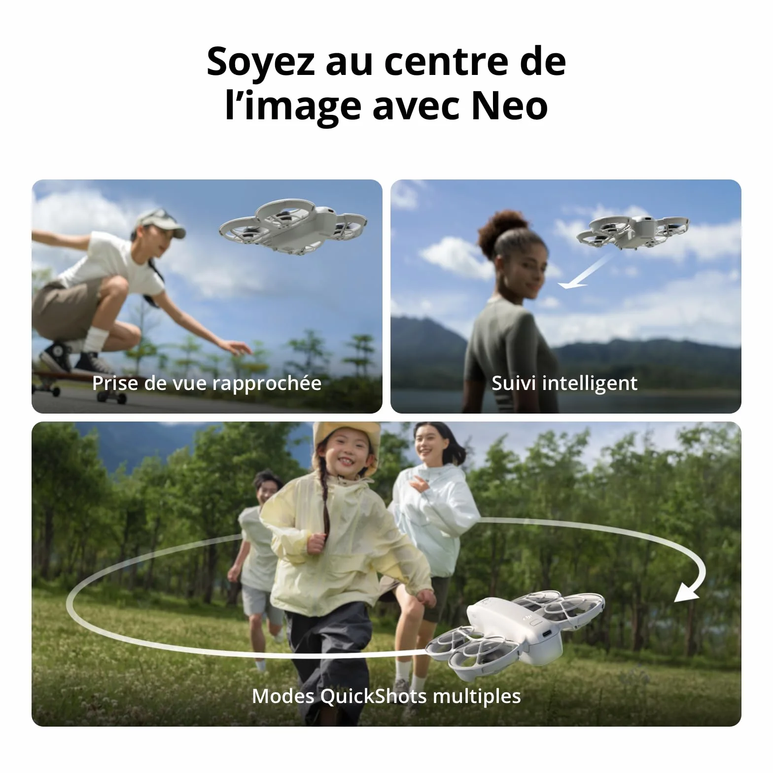 DJI Neo Mini Drone avec Caméra 4K Ultra-HD 135 g Suivi Sujet QuickShots