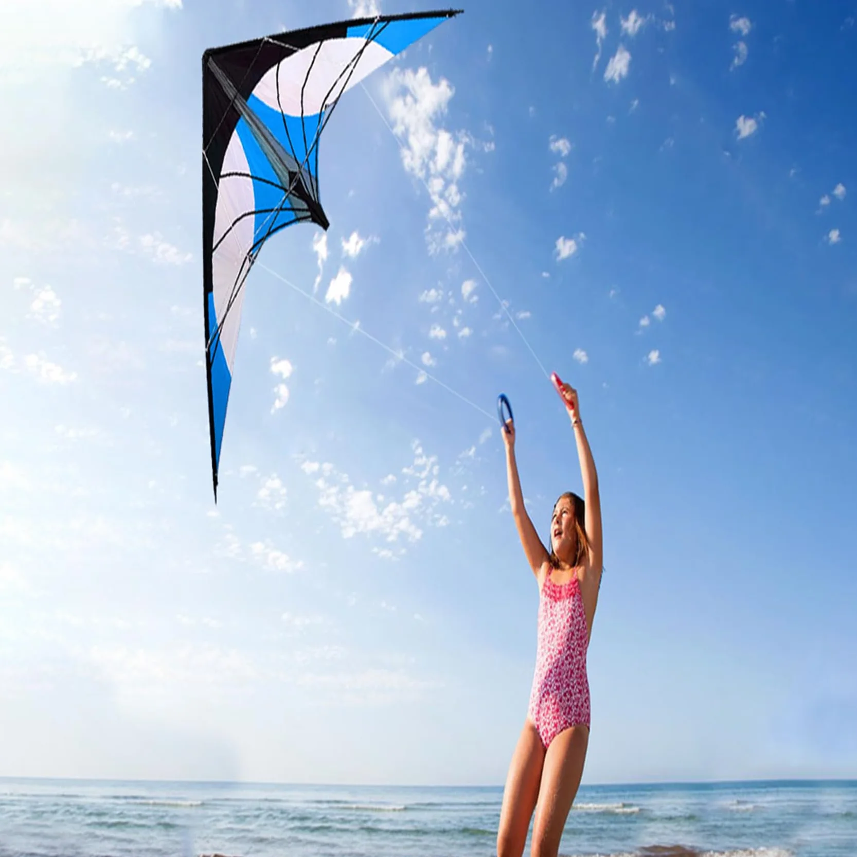 Cerf-volant de Acrobatie à Double Ligne Touch the sky pour Enfants et Adultes, Facile à Voler