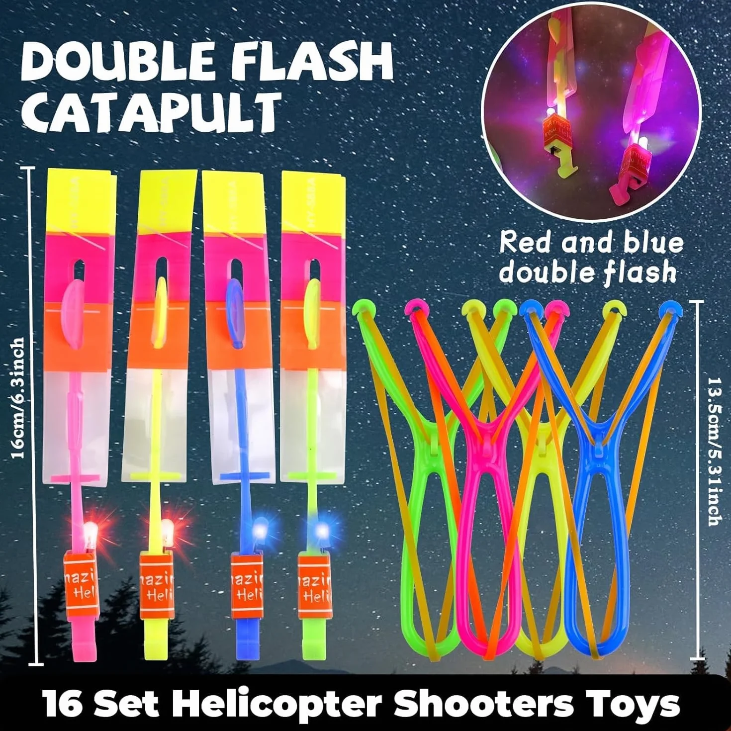 Pipihome 16 PCS Hélicoptères Jouets Volants Lumineux LED Catapulte