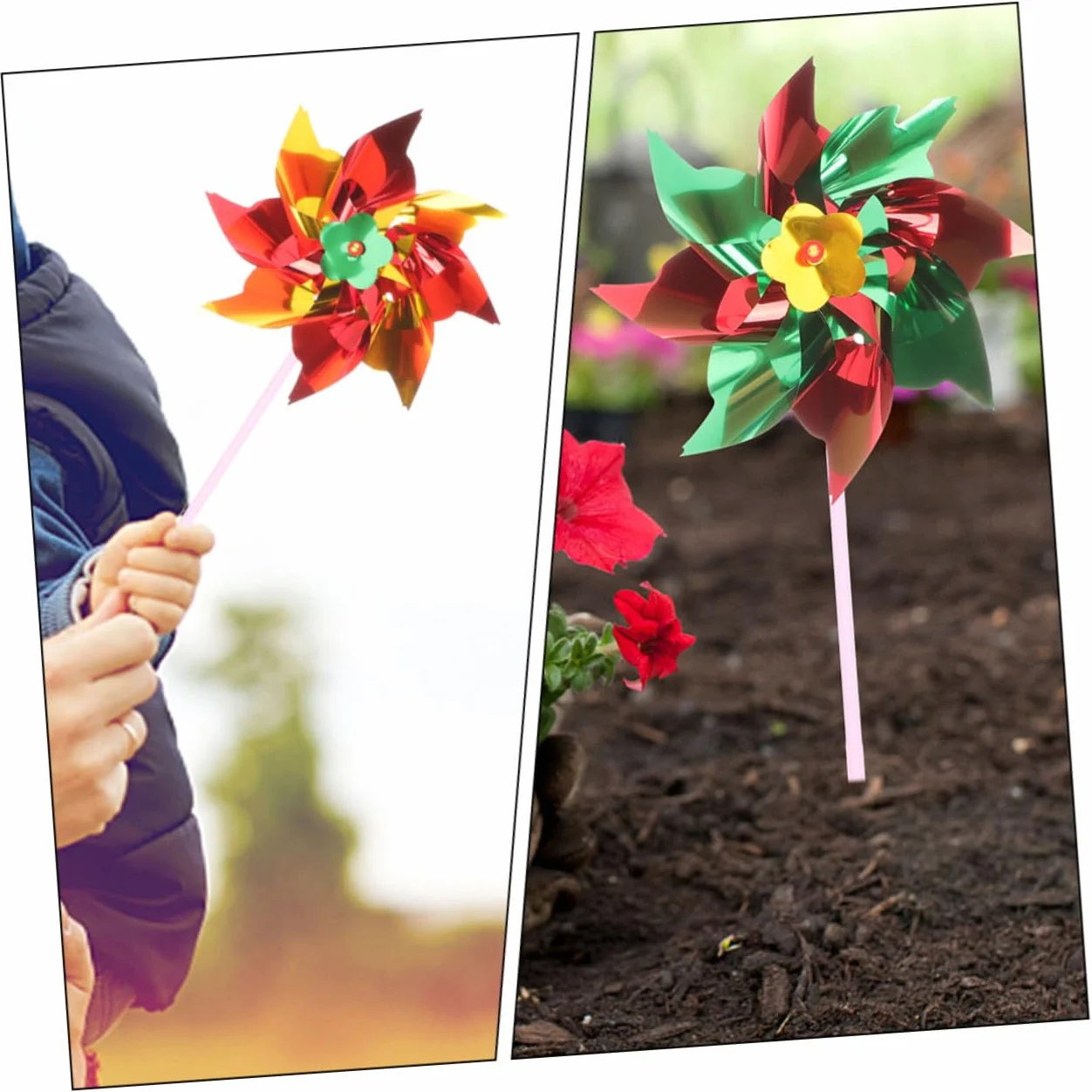 Lot de 20 Jouets Moulin À Vent en Plastique Coloré pour Jardin Extérieur