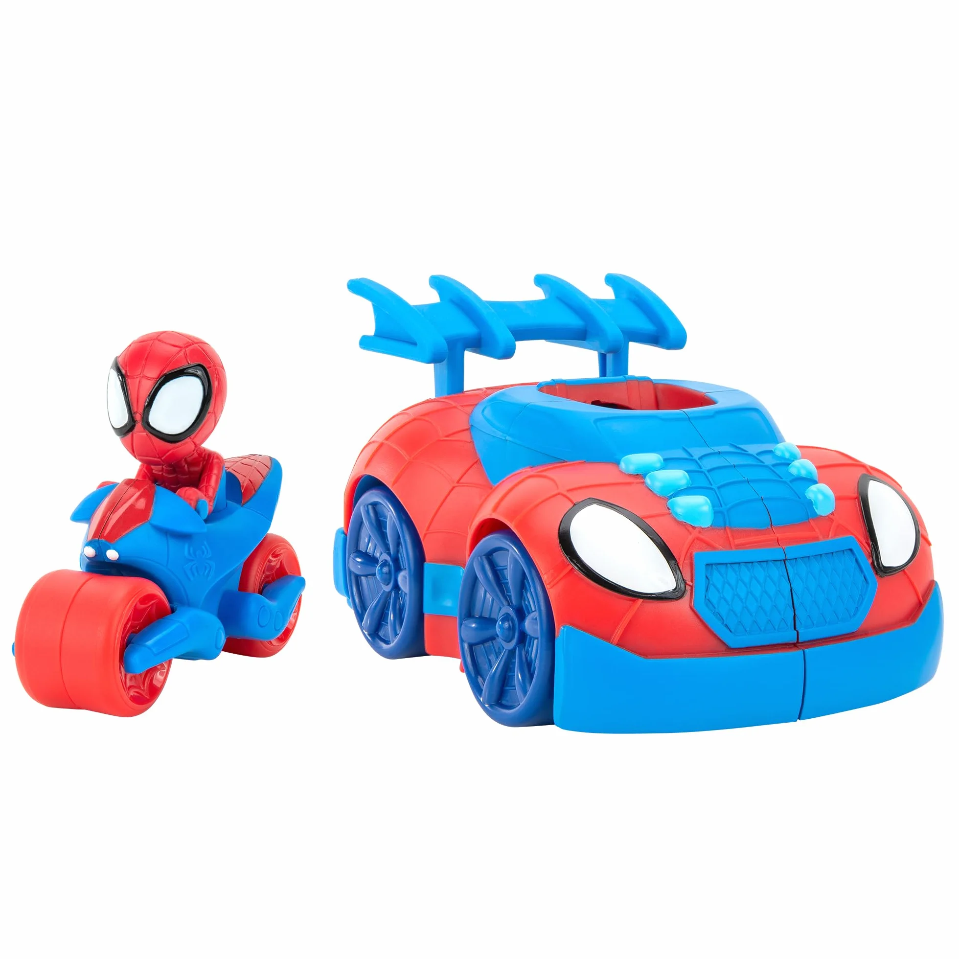 Marvel Web Strike Ses Amis Extraordinaires Véhicule 2 en 1 Lance Spidey Web Cycle Jouet