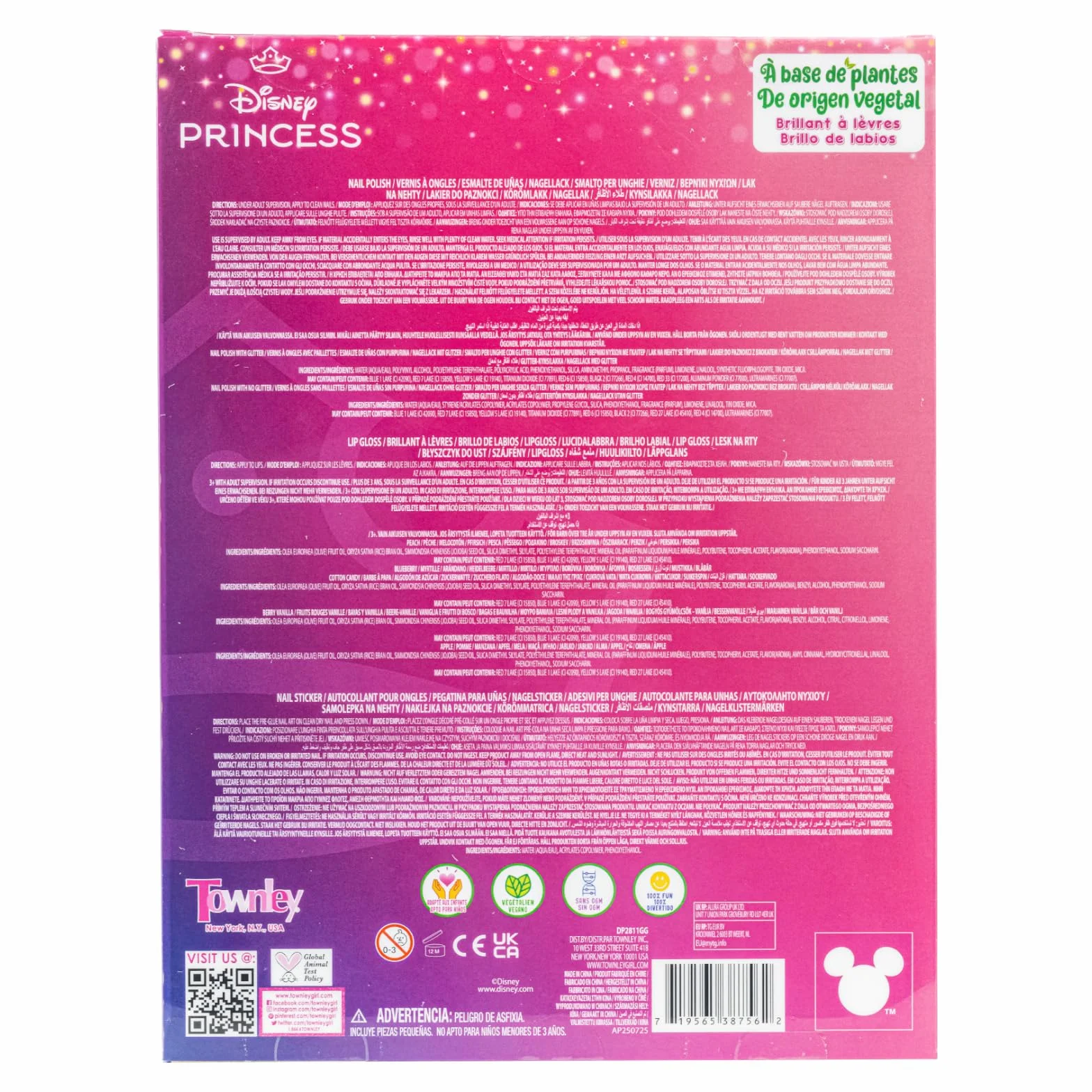 Disney Princess Coffret Maquillage Pailleté 11 pcs Gloss Vernis Stickers