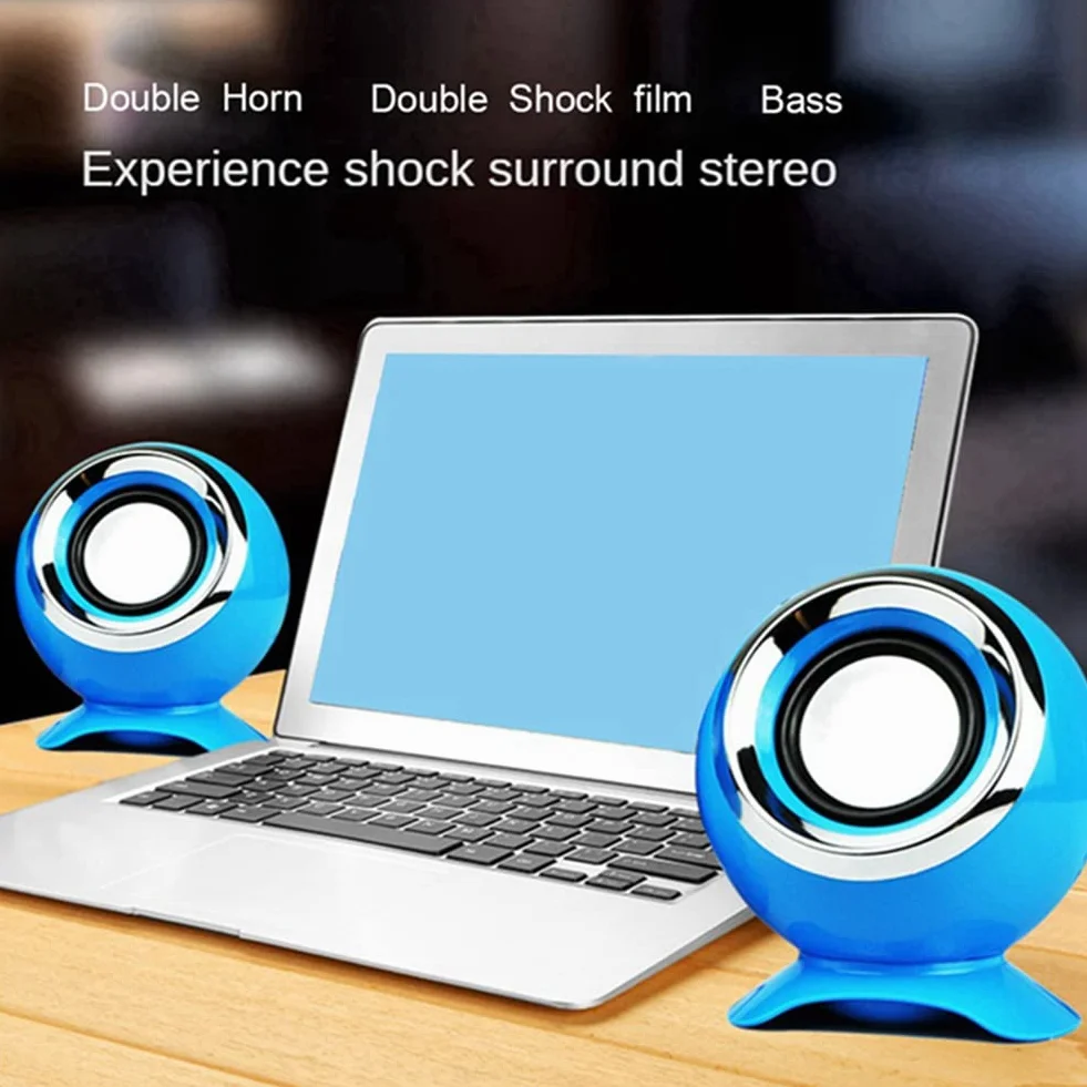 Haut-Parleurs USB 3,5 mm Filaire Stéréo HiFi avec Microphone pour PC Ordinateur Portable Rose