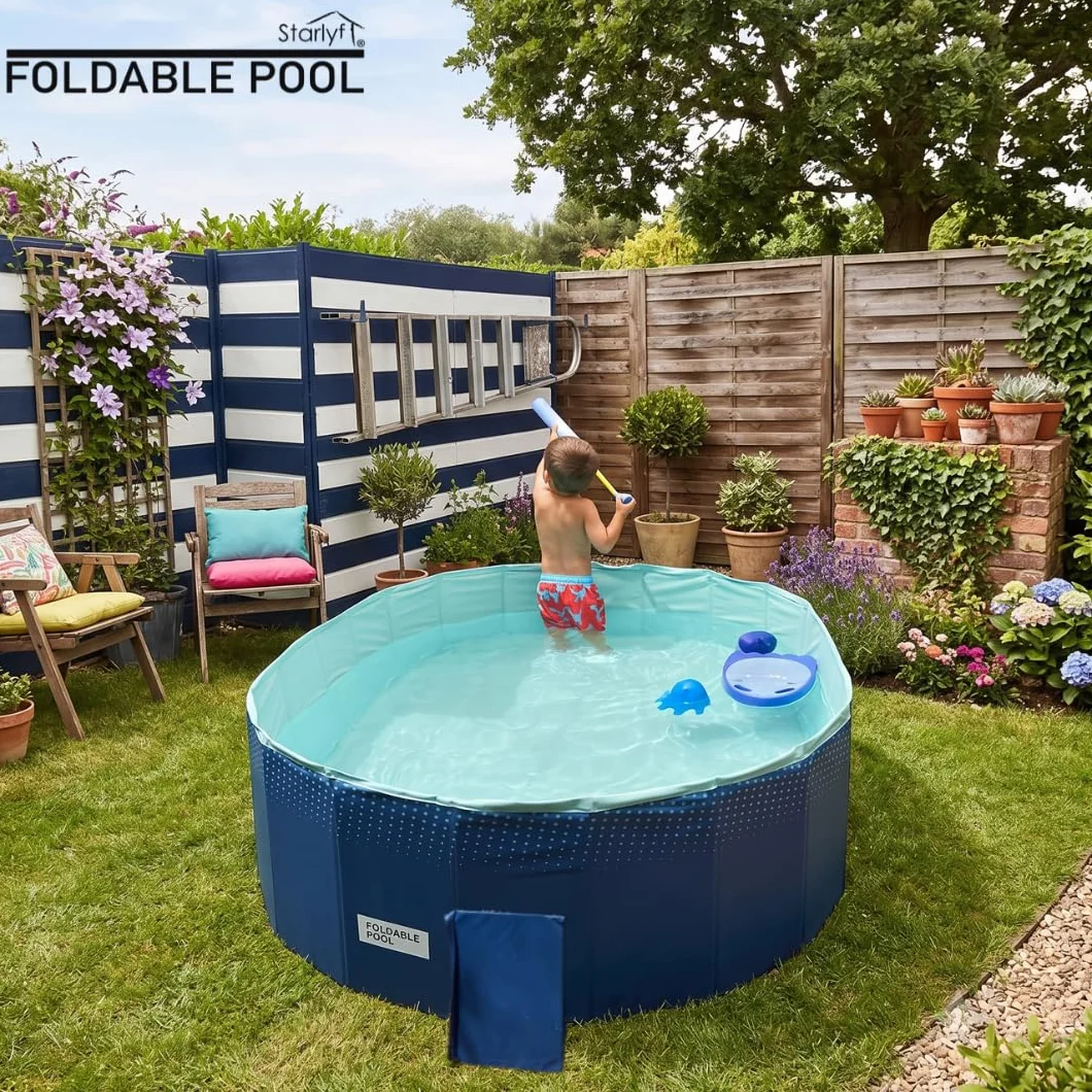 INDUSTEX Piscine Pliable Foldable Pool, Piscine pour Enfants et Adultes Portable, Piscine Amovible, Baignoire, Piscine pour Animaux de compagnies (130 x 90 x 45 cm)