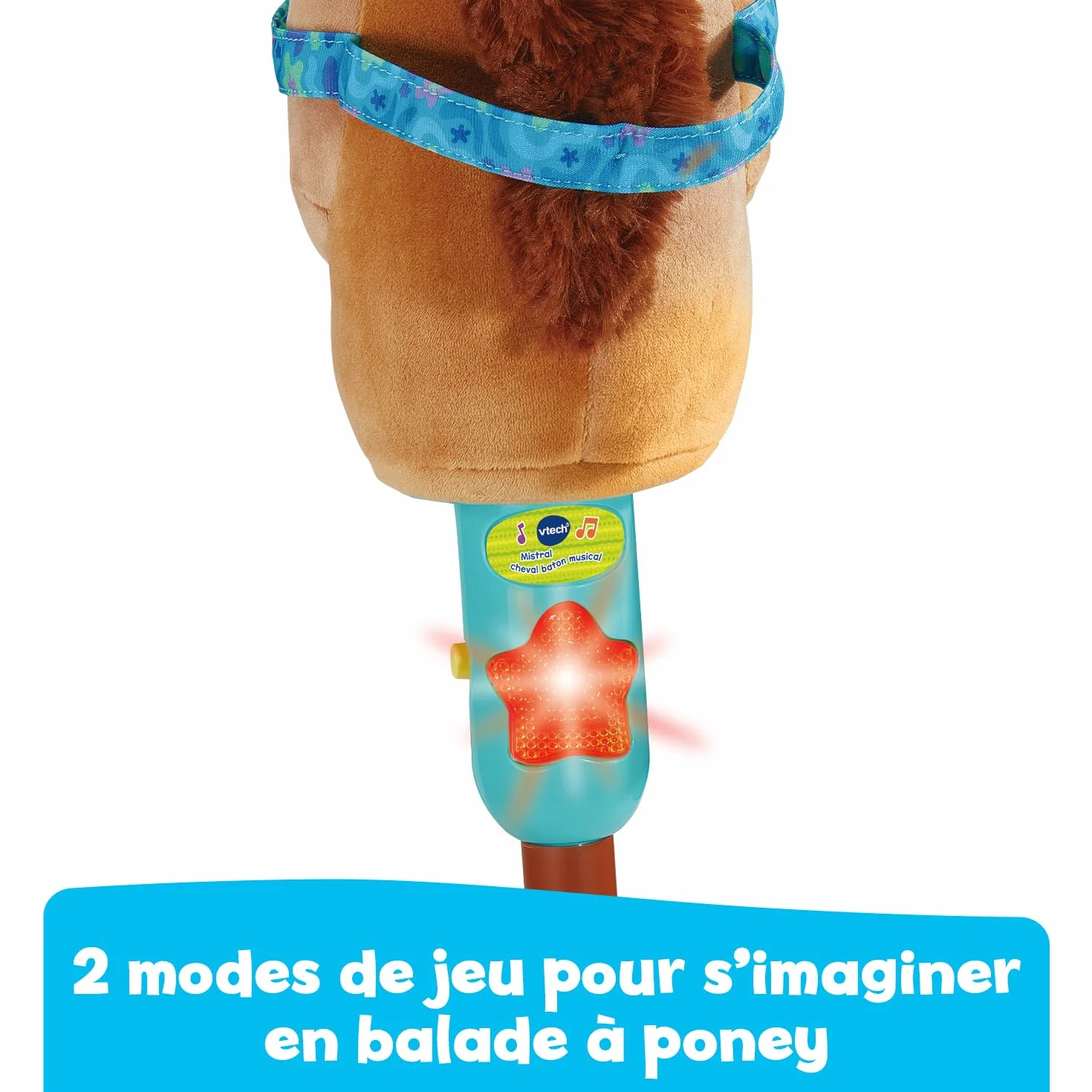 VTech Mistral Cheval Bâton Musical 80 cm - Hobby Horse Poney Jouet Interactif Enfant - Jeu Éducatif Motricité