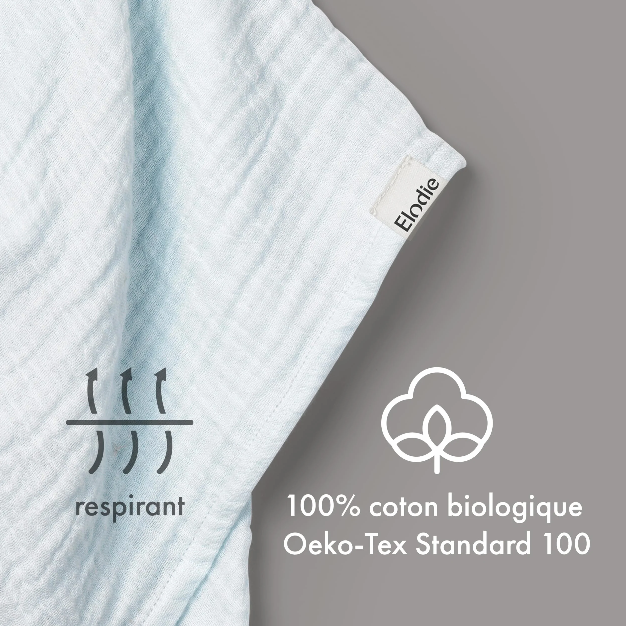 Elodie Details Doudou Lapin Mouchoir 51 x 51 cm 100% Coton Bio Oeko-Tex Bermuda Blue