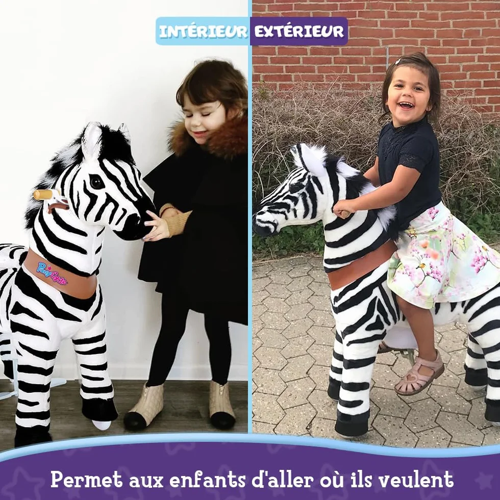 PonyCycle Authentic Monter sur Le Zèbre Jouet pour Tout-Petits 90 cm Hauteur Taille 4 4-7 Ans
