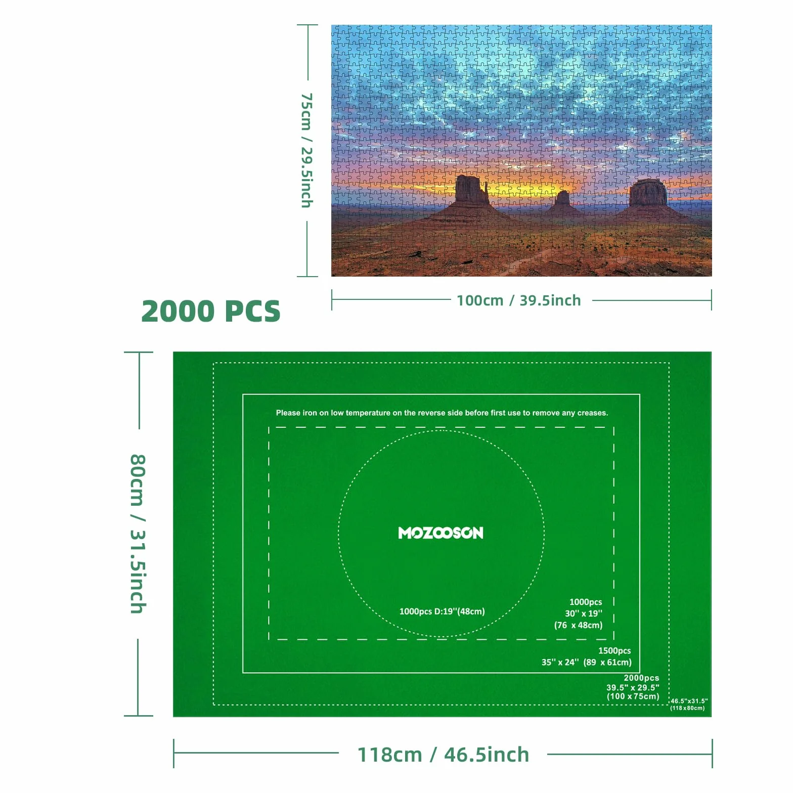 MOZOOSON Tapis Puzzle Portable Rouleau Feutre 2000 pièces avec 6 Trieur