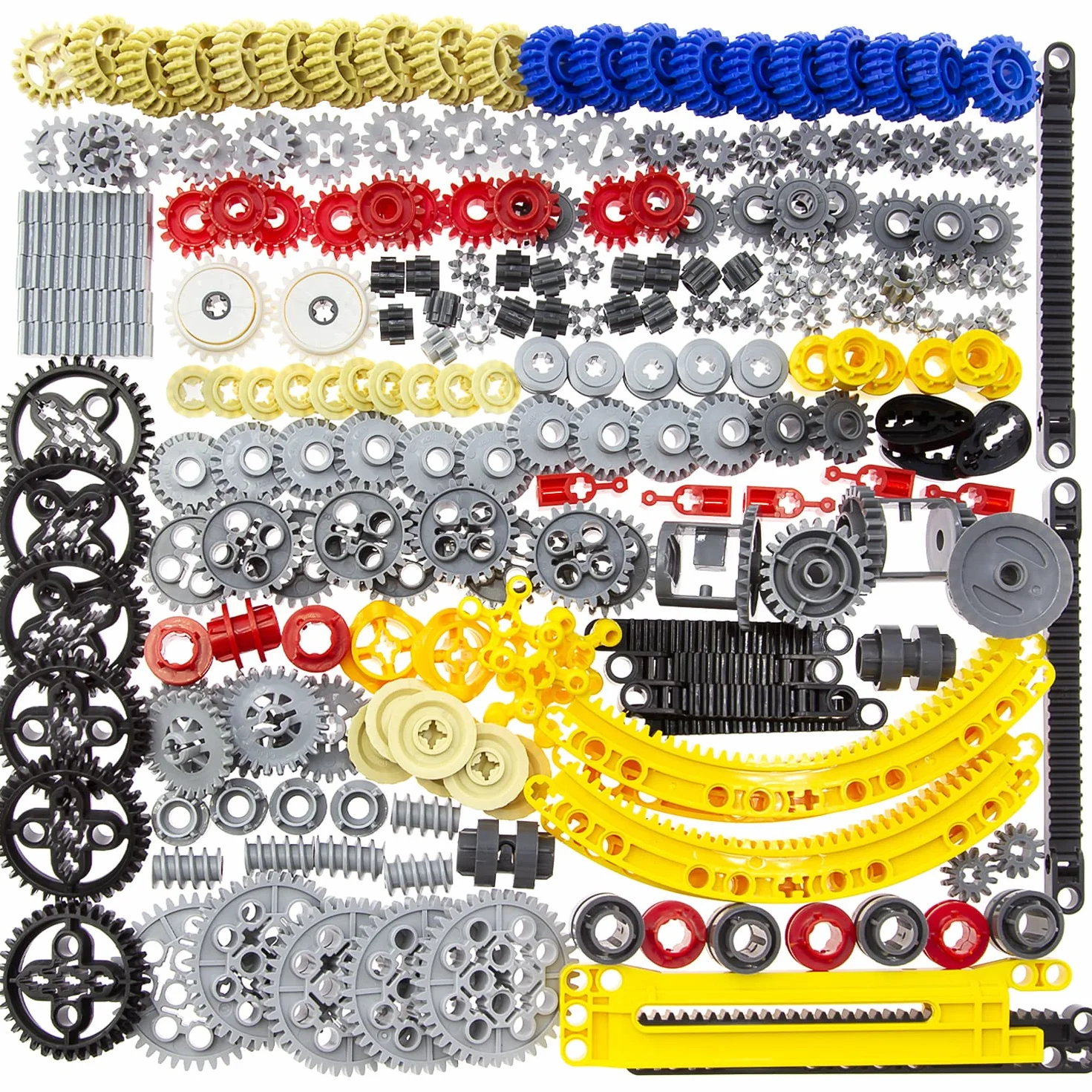 Habow 233pcs Technic-Parts Gears Axle-Pin-Connector Compatible avec Marques de Blocs de Construction Grand Public Cam Worm Cogs Gears Steering Parts Kit