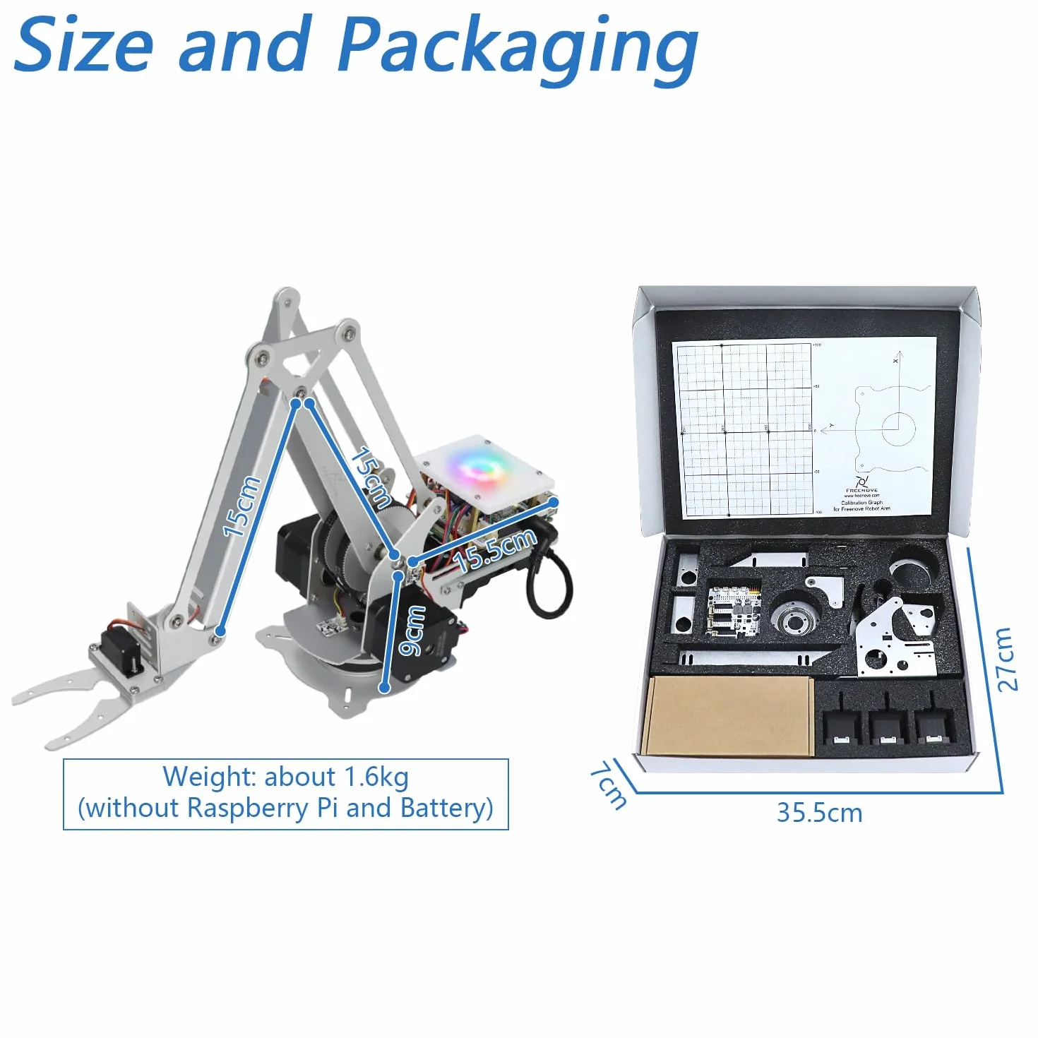 Kit de Bras Robotique Freenove pour Raspberry Pi, Moteur Pas à Pas, Structure Métallique
