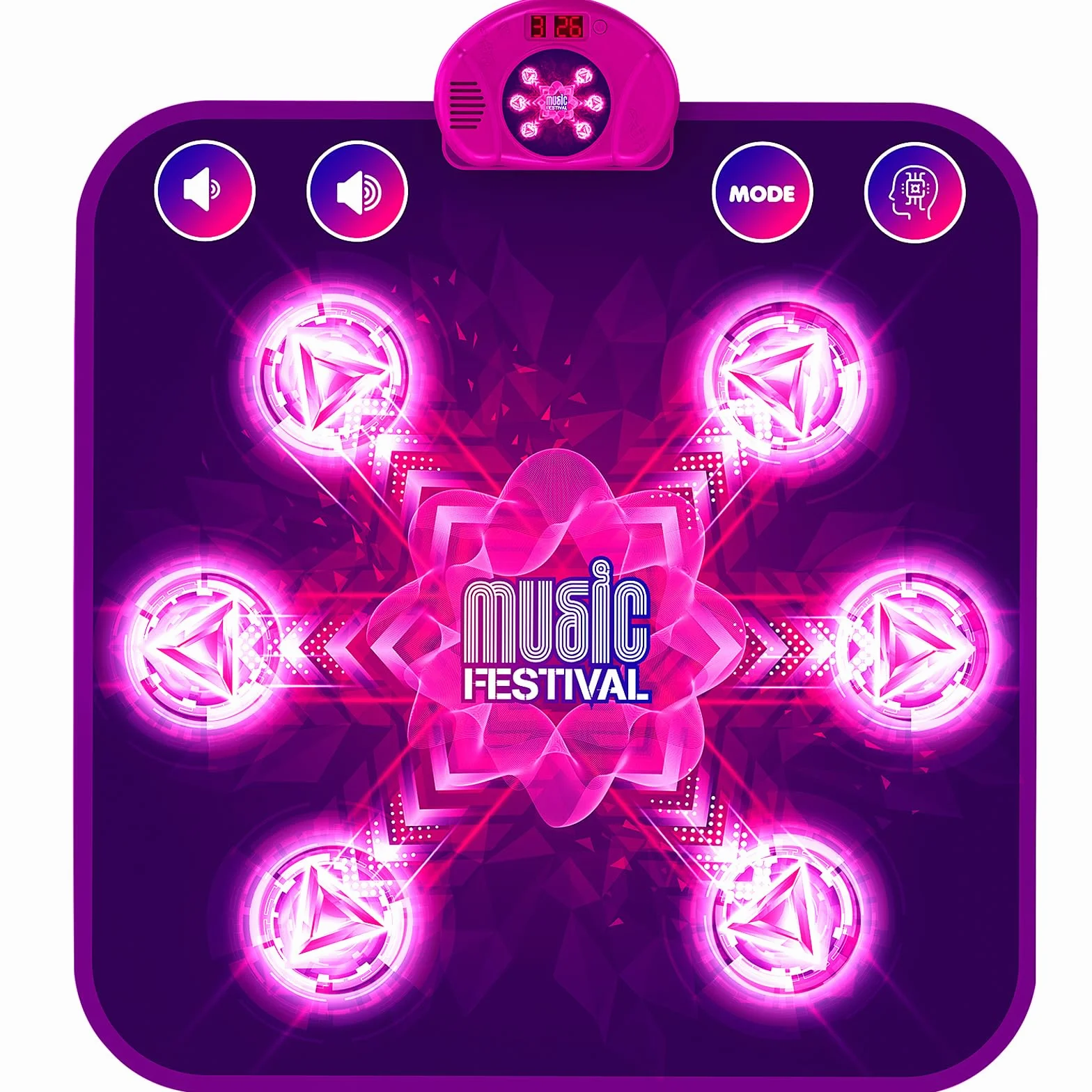 Tapis de Danse Musical pour Enfants avec 6 Flèches LED, 5 Modes de Jeu, Cadeau Anniversaire Noël 3-10+