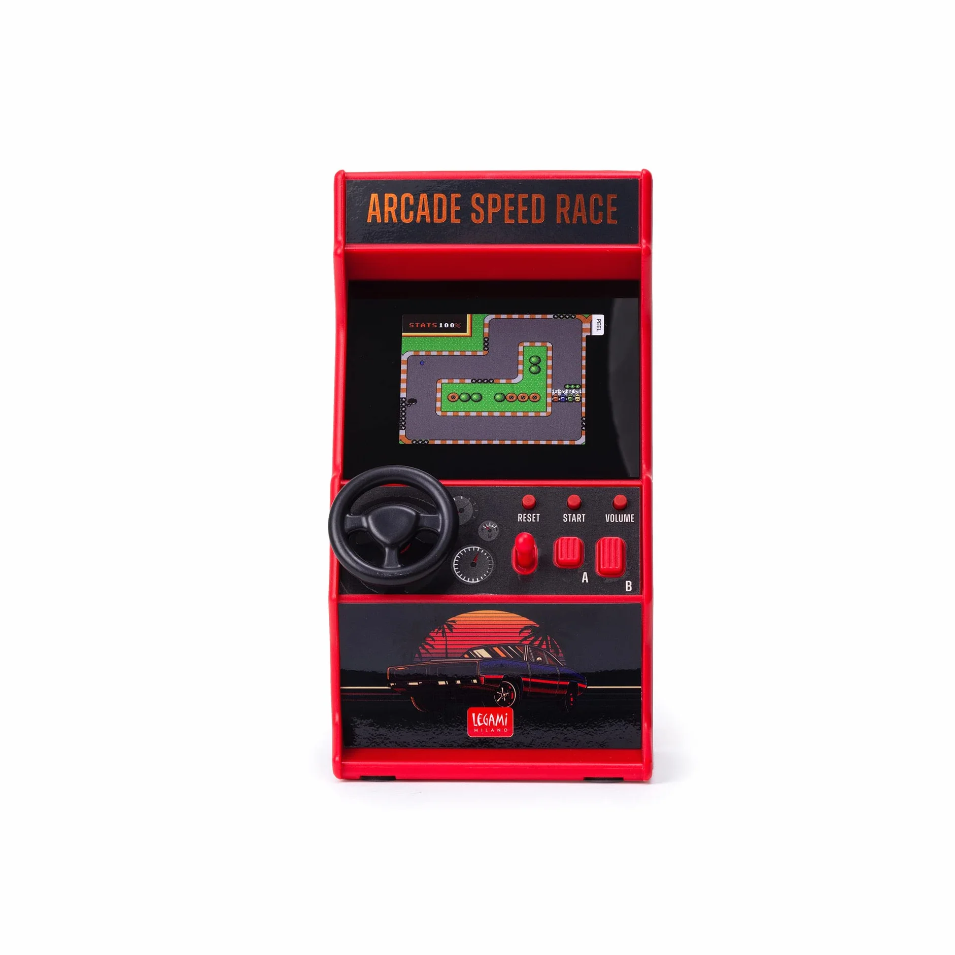 Legami Mini Jeu vidéo Arcade Speed Race 30 Jeux Langue Anglaise lumières Sons 8,5 x 26 cm écran 2,4 Pouces