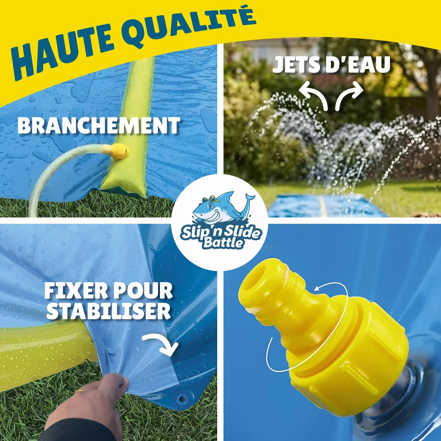 VentriBattle Officiel Tapis de Glisse Double Piste 10 mètres Slip'n Slide Jeu d'Eau Extérieur